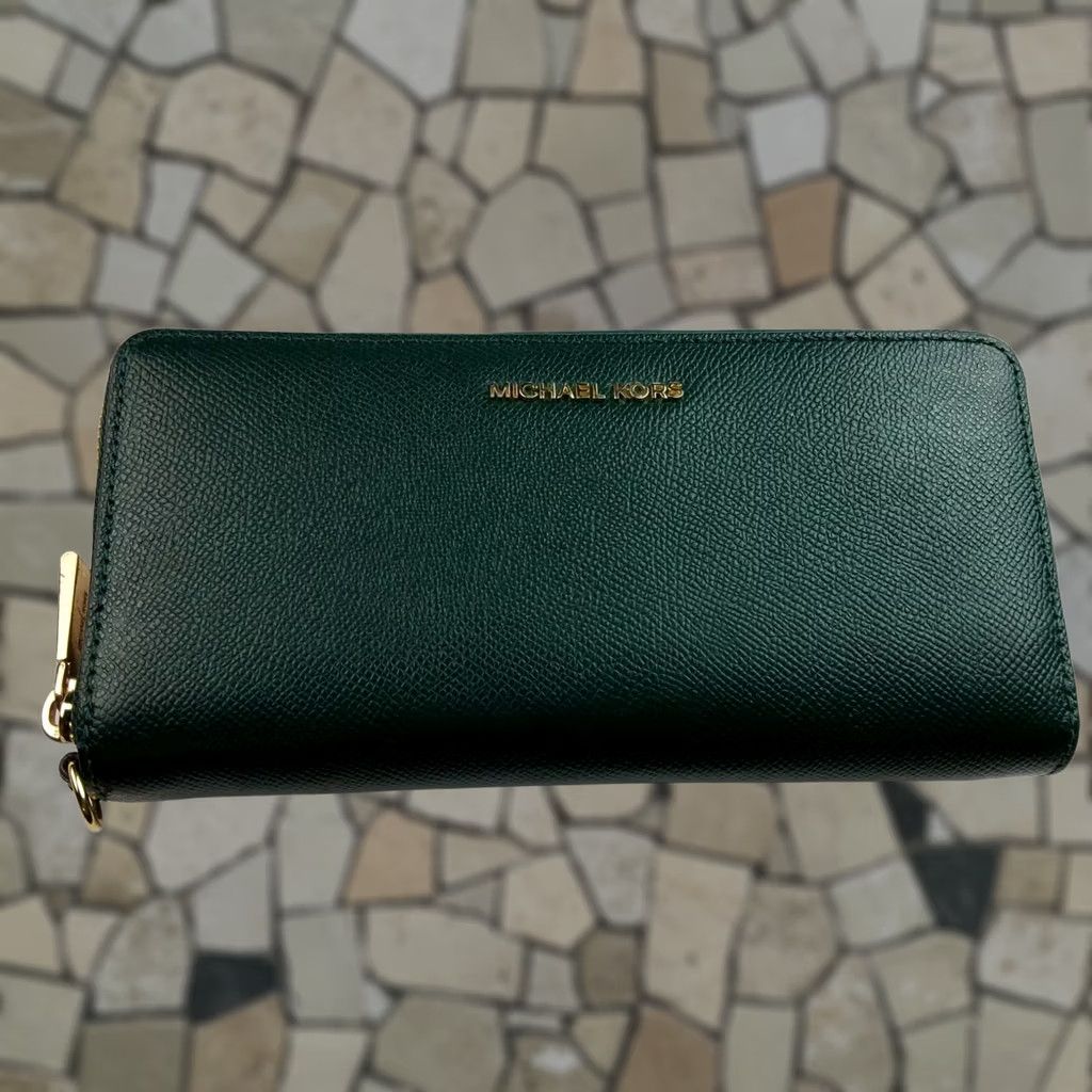 Michael Kors Michael Kors Womens Green Leather Zip Around Wallet Size ONE SIZE - 1 Thumbnail