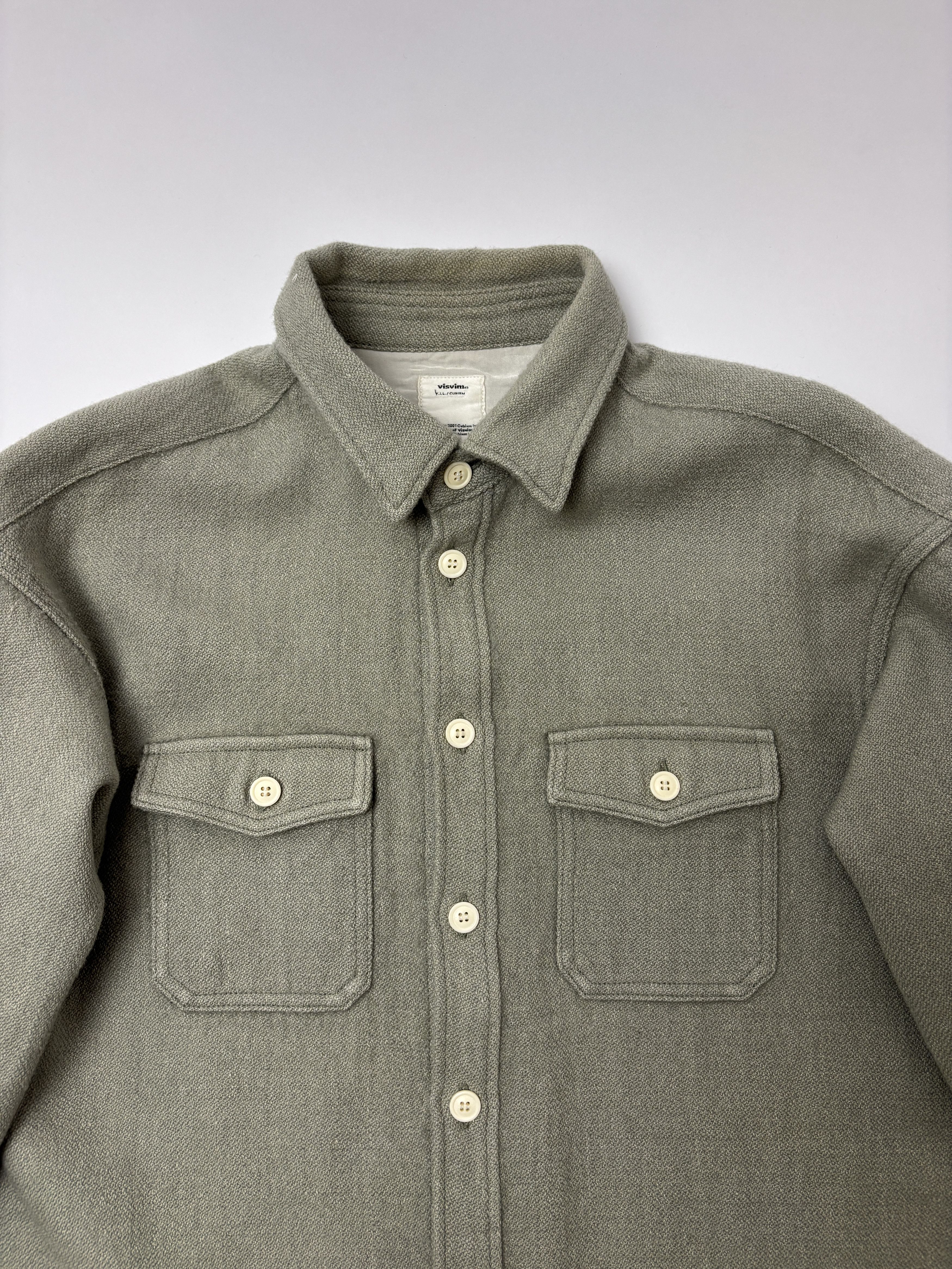 Visvim Visvim Lumber L/S Shirt Light Green Wool Linen Size US L / EU 52-54 / 3 - 2 Thumbnail