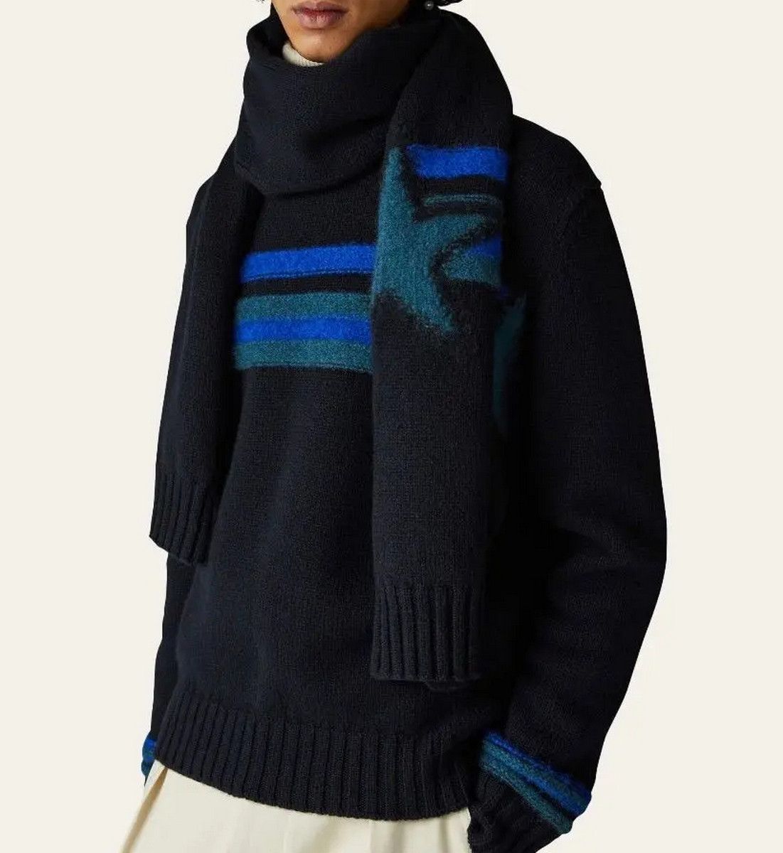 Loro Piana LORO PIANA Cellerina dark navy blue cashmere scarf knitted Size ONE SIZE - 2 Thumbnail