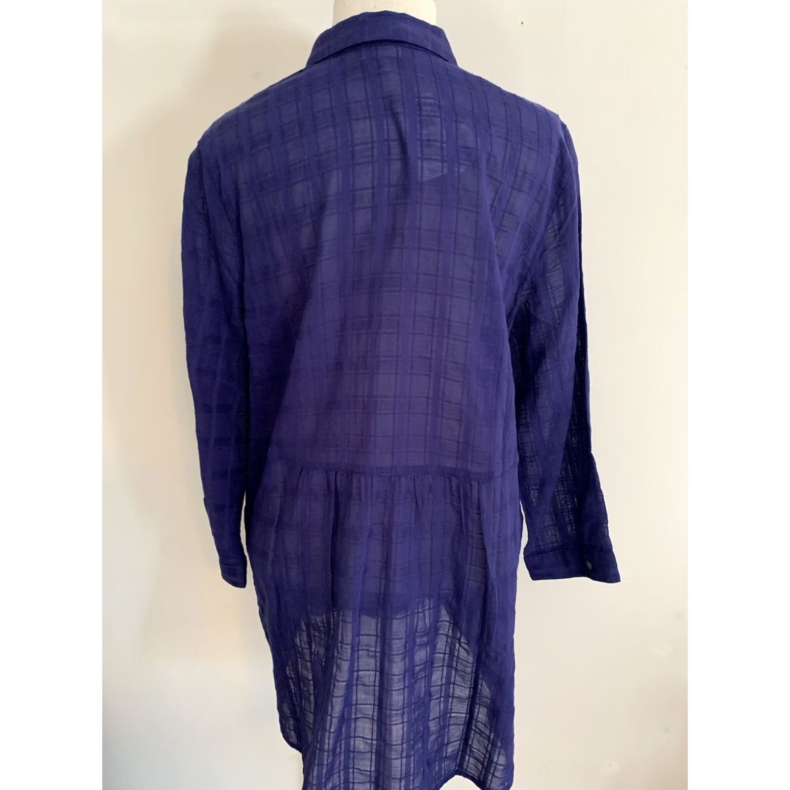 J. Jill J. Jill Shirt Womens MT Blue Sheer Gauzy 3/4 Sleeve Button-Up Top Size M / US 6-8 / IT 42-44 - 2 Thumbnail