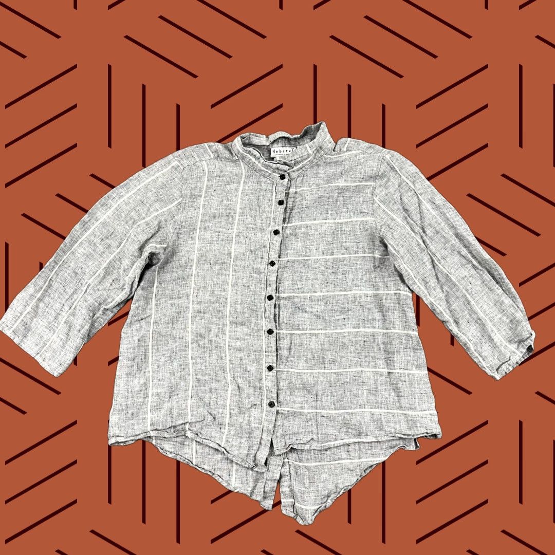 Habitat VINTAGE Habitat Clothes To Live Shirt Womens Medium Blue Gray Linen Blouse Minimalist Size M / US 6-8 / IT 42-44 - 1 Thumbnail