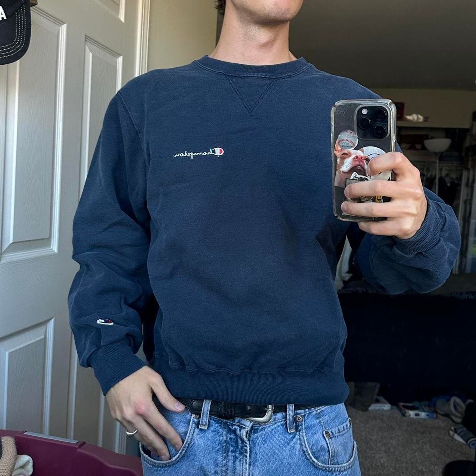 Champion × Vintage Vintage 90s Worn Champion Reverse Weave Cotton Crewneck Size US L / EU 52-54 / 3 - 2 Thumbnail