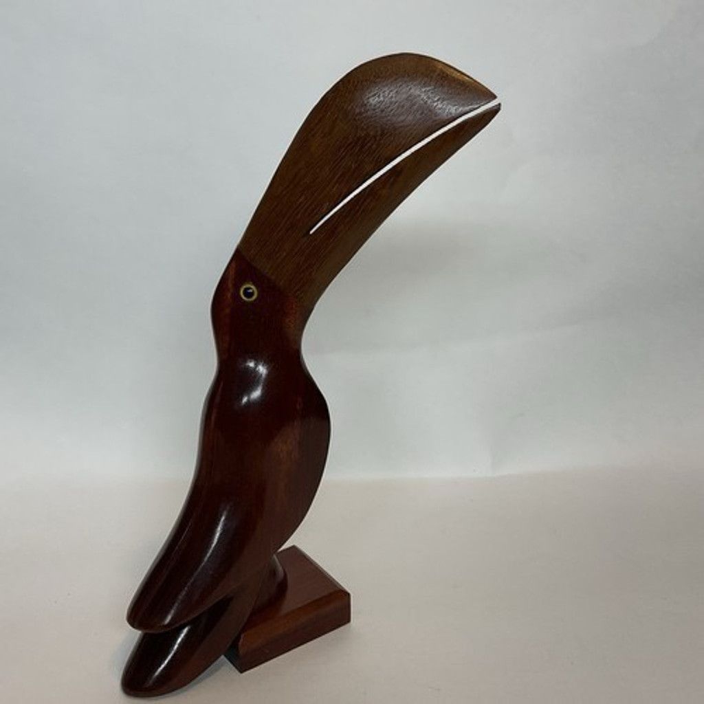 The Unbranded Brand VTG Brazil Wood Hand Carved Toucan Sculpture Glass Eyes 9.5” Size ONE SIZE - 11 Thumbnail