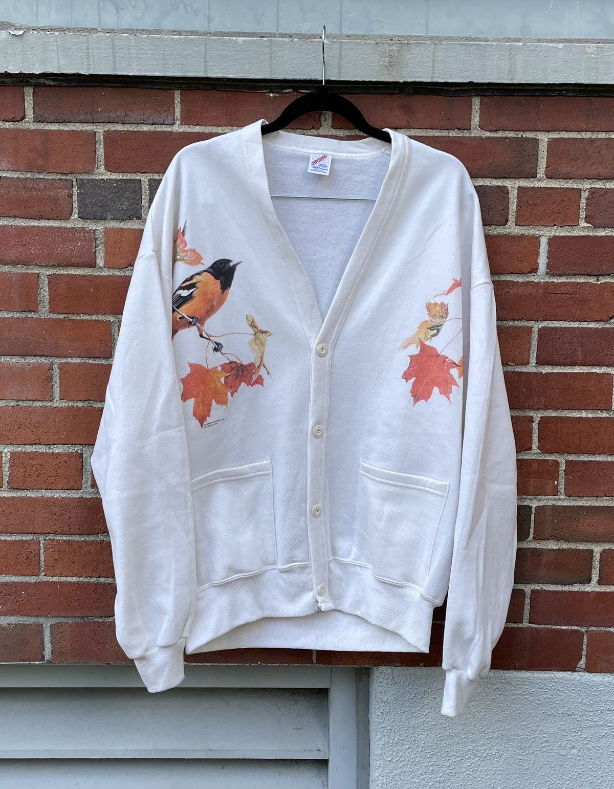 Jerzees Vintage 90s Jerzees orange bellied oriole Nature Cardigan Size ONE SIZE - 1 Thumbnail