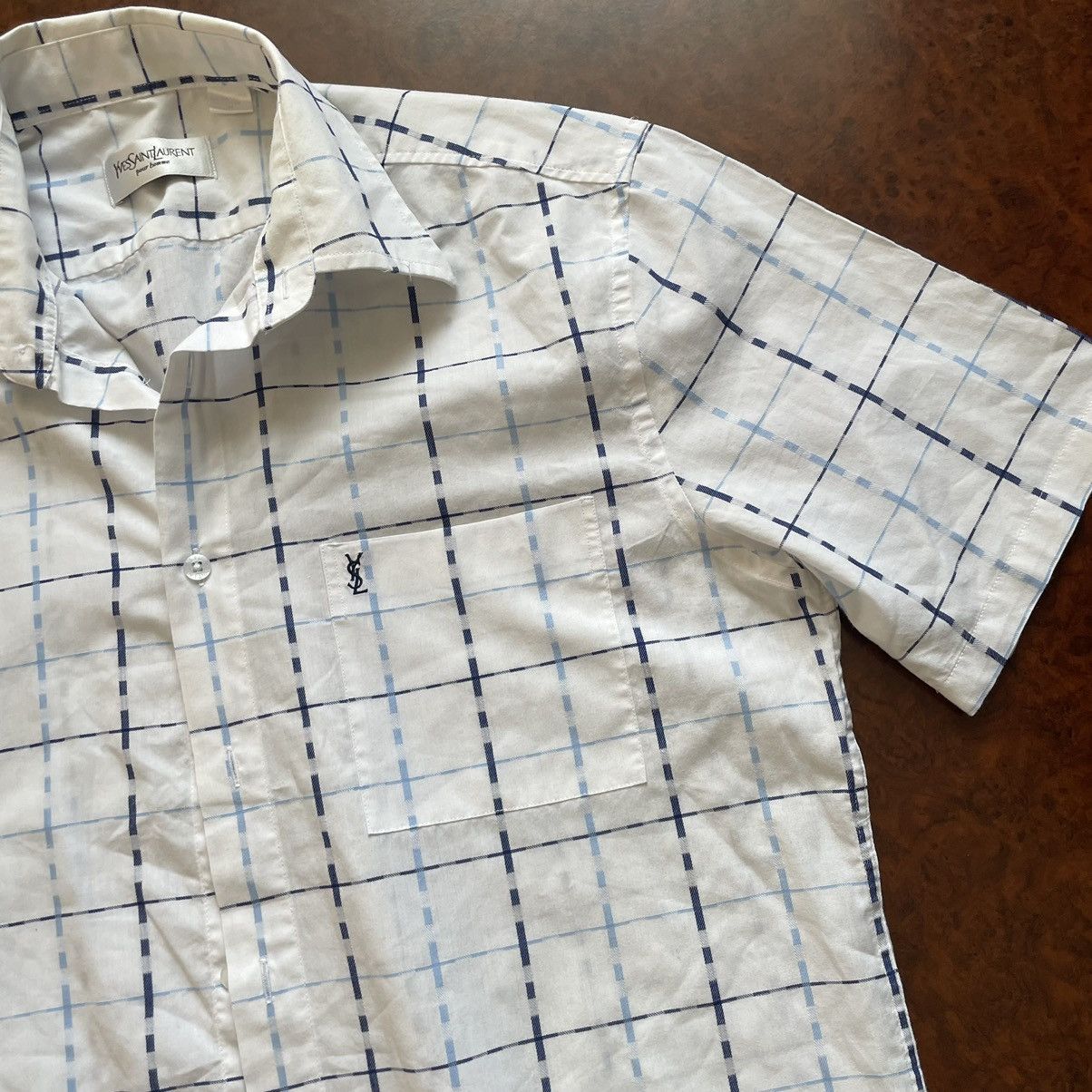 Vintage × Yves Saint Laurent Yves Saint Laurent YSL Shirt striped summer flannel hawaii Size US M / EU 48-50 / 2 - 2 Thumbnail