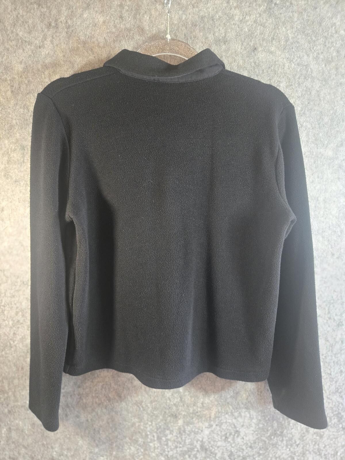 Zara Zara Black Long-Sleeve Ribbed Polo Top Size M / US 6-8 / IT 42-44 - 5 Thumbnail