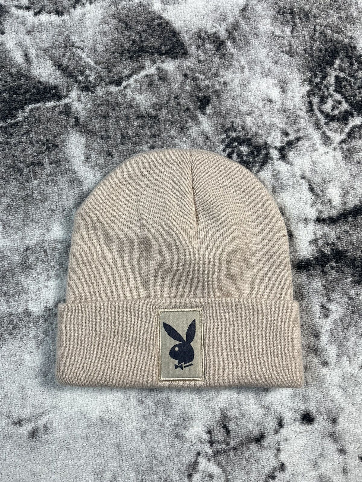 Playboy Playboy Bunny Logo Beanie Cream Knit Hat Size ONE SIZE - 7 Thumbnail