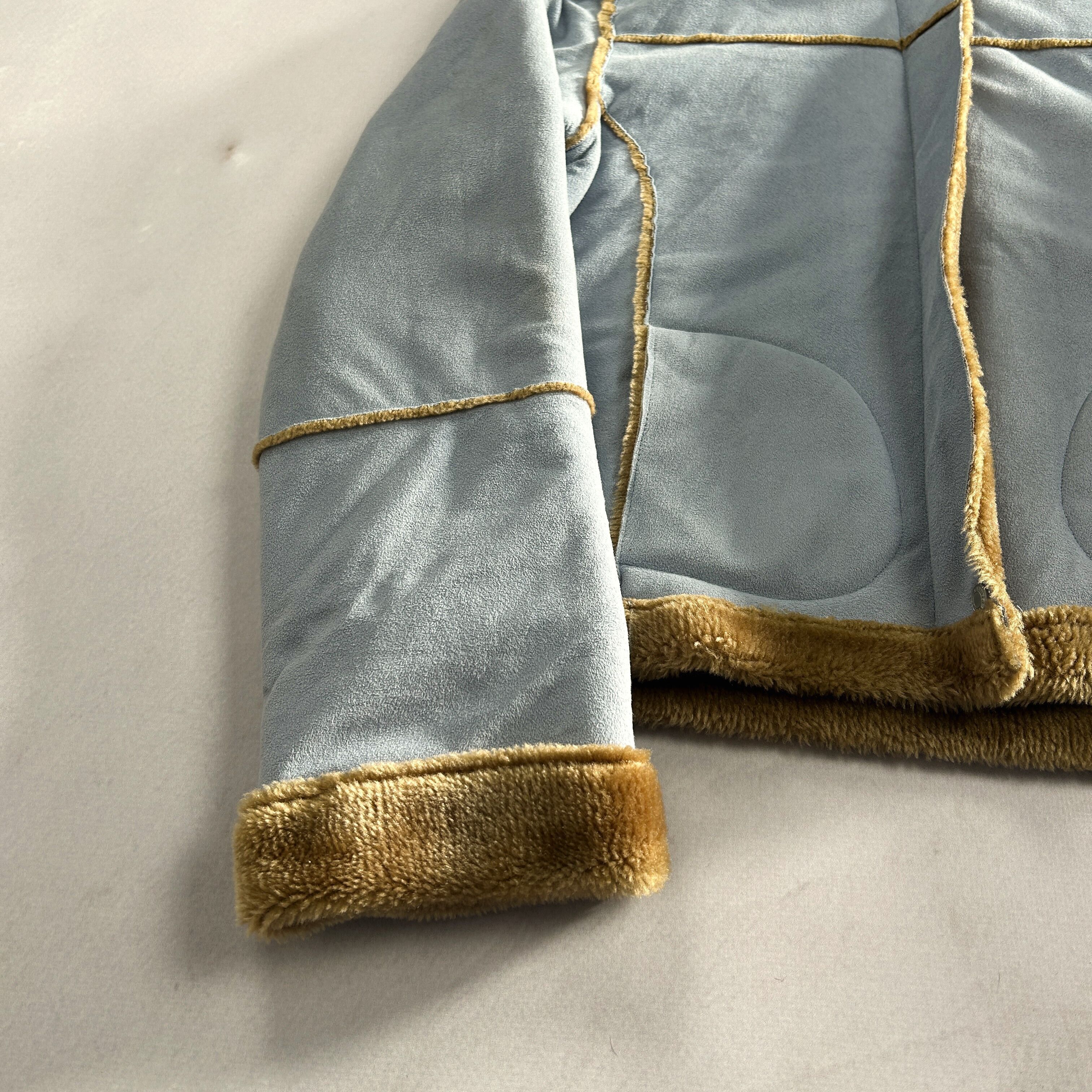 Yohji Yamamoto Cropped Shearling Jacket Blue Fur Lined Y2K Coquette Core Size US S / EU 44-46 / 1 - 3 Thumbnail