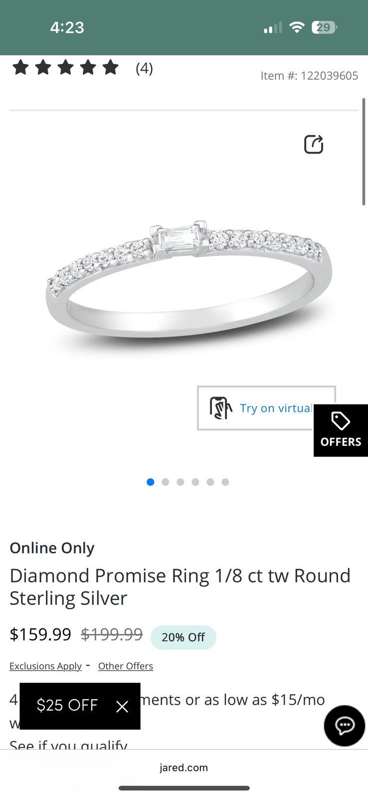 Other Diamond Promise Ring 1/8 ct tw Round sterling silver Size ONE SIZE - 5 Thumbnail
