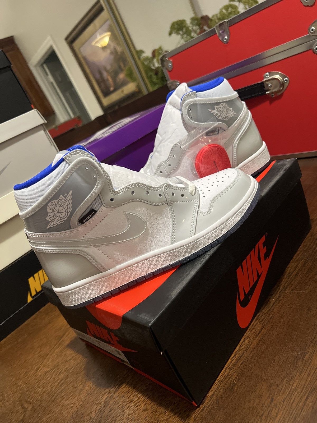 image of Jordan Nike Air Jordan 1 High Zoom 'racer Blue' Shoes in White, Men's (Size 9)