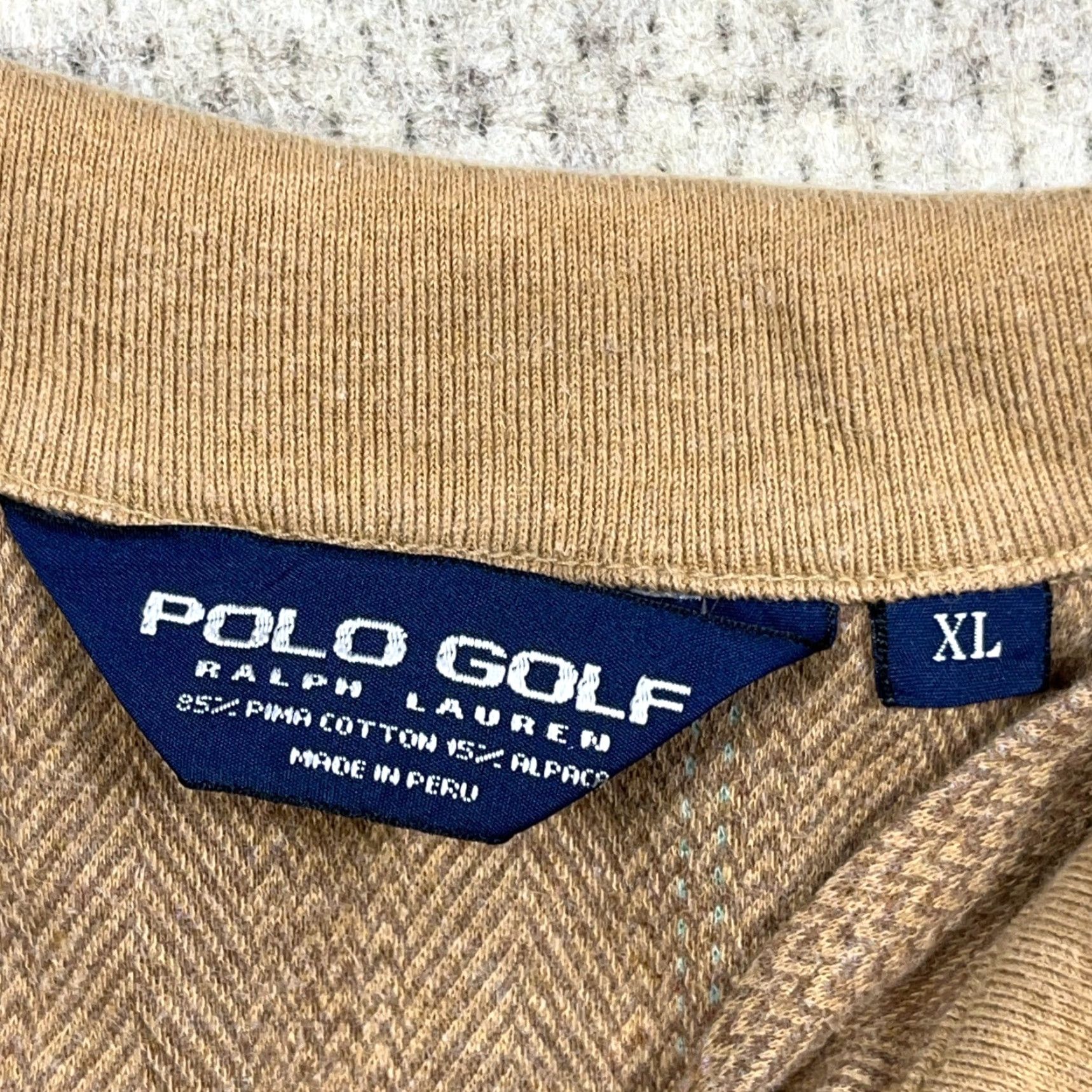 Polo Ralph Lauren Polo Ralph Lauren Men XL Brown Knit Sweater Pullover 1/4 Zip Golf Herringbone Logo Embroidered Classic Preppy Modern Men’s Size US XL / EU 56 / 4 - 3 Thumbnail