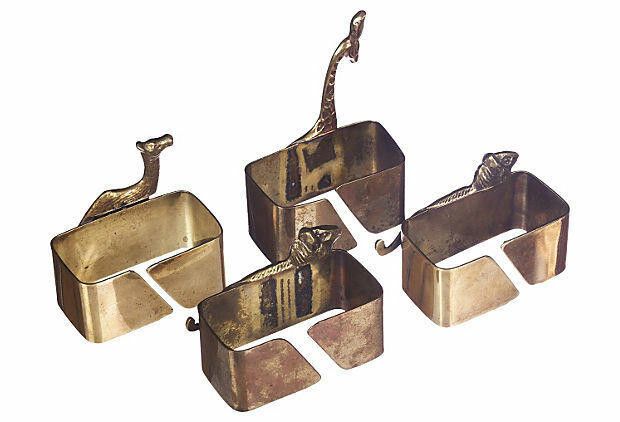 Designer Brass Safari Napkin Holders, S/4 Size ONE SIZE - 2 Thumbnail
