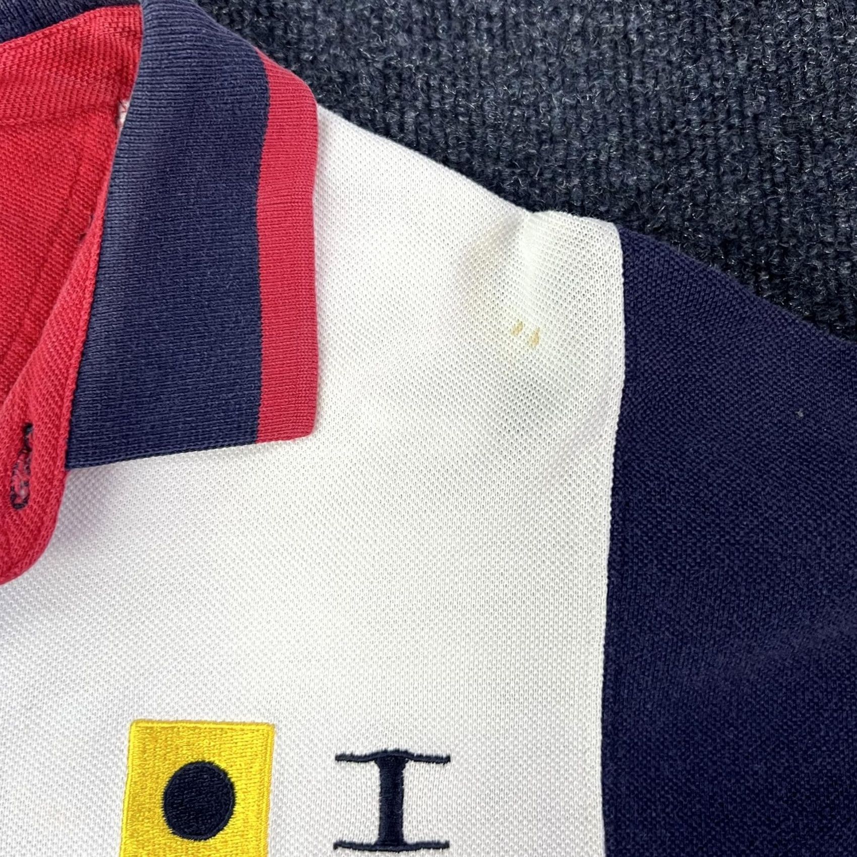 Izod VINTAGE Izod Polo Shirt Men L Navy Red White Striped Nautical Flag Embroidered Logo 100% Cotton Size US L / EU 52-54 / 3 - 5 Thumbnail