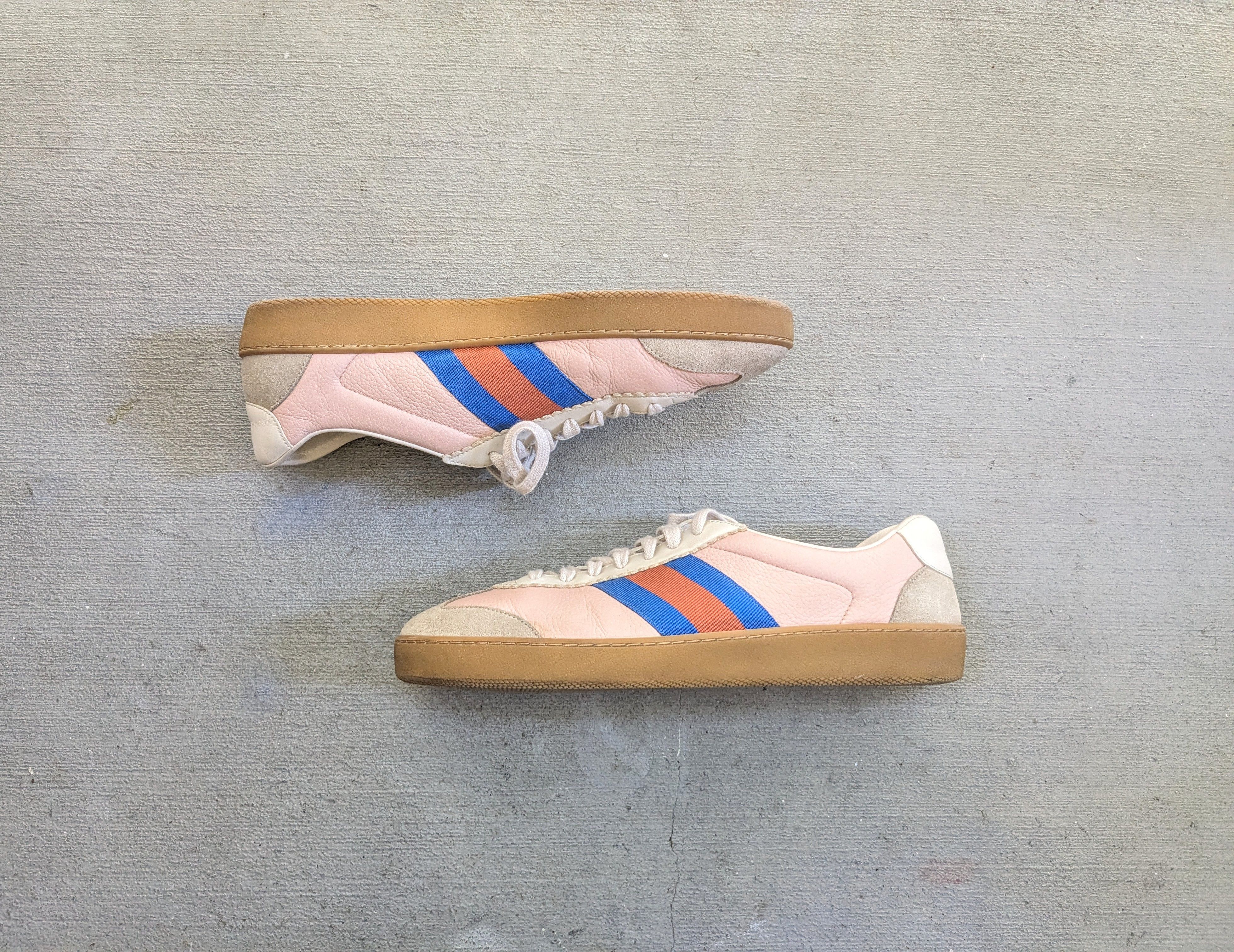 Gucci Gucci G74 Web Low Sneakers Pink Suede Leather | Grailed
