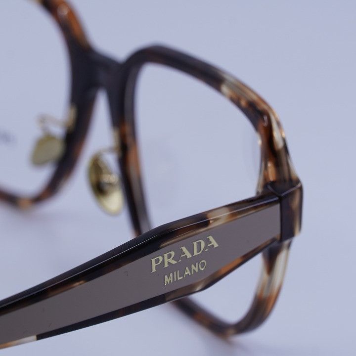 Prada Prada PRB07VD 07R1O1 Eyeglasses Havana Caramel 56mm Square Size ONE SIZE - 6 Thumbnail
