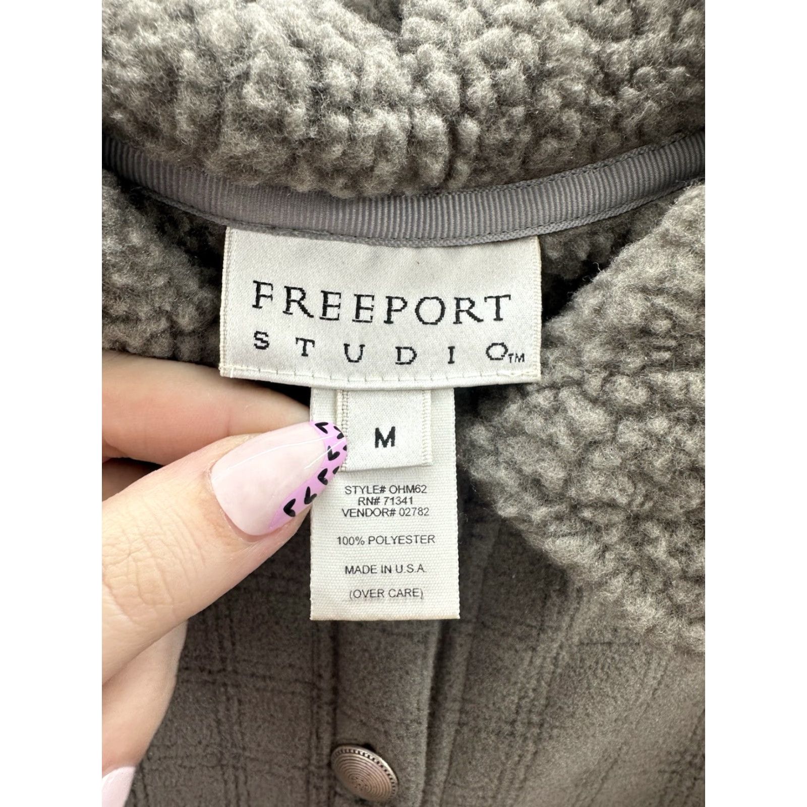 Vintage Freeport Studio Womens Jacket Mid-Length Fleece Brown Berber Trim Button Up NWT M Size M / US 6-8 / IT 42-44 - 5 Thumbnail