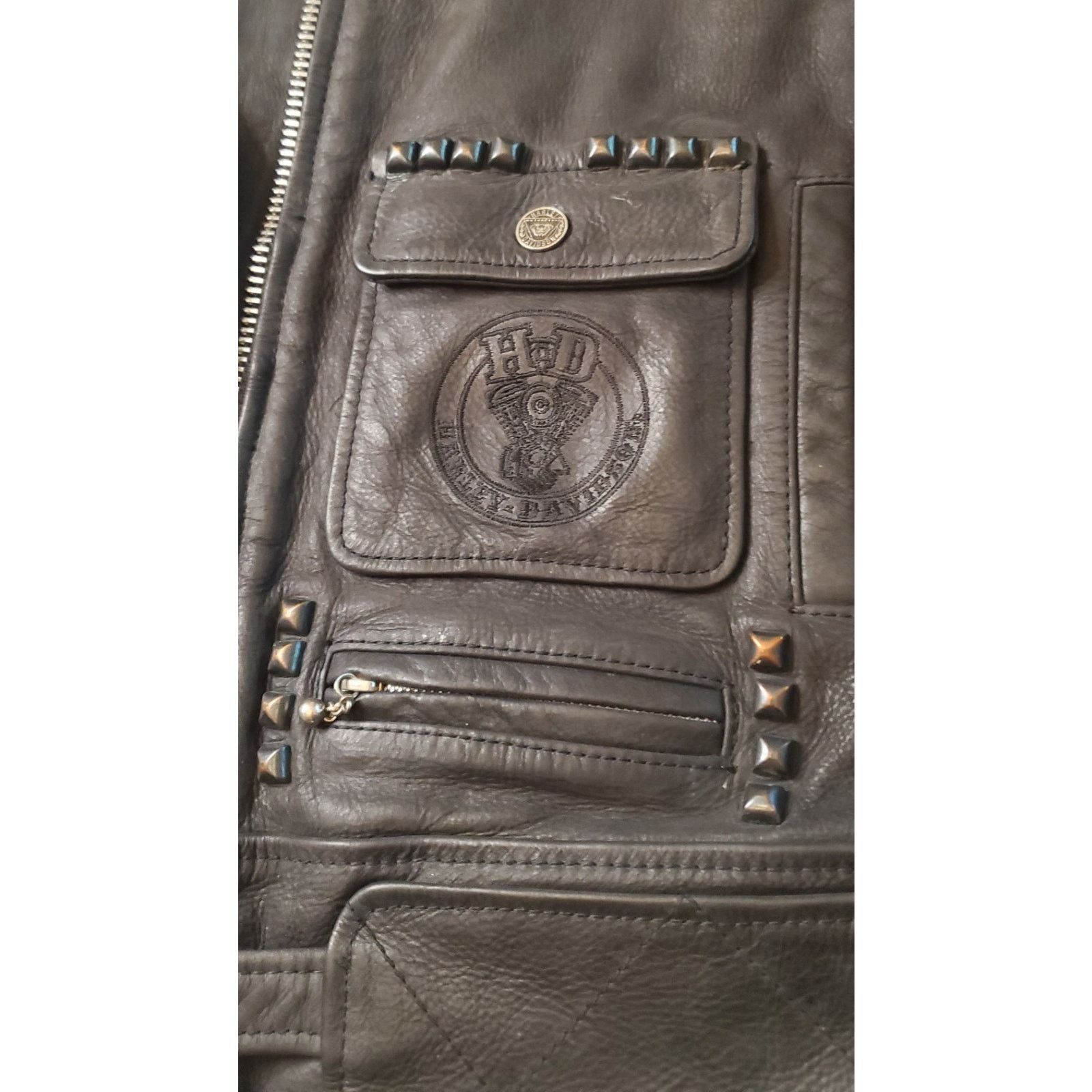 Harley Davidson Harley Davidson Women’s Large Leather Motorcycle Jacket vtg Size L / US 10 / IT 46 - 8 Thumbnail