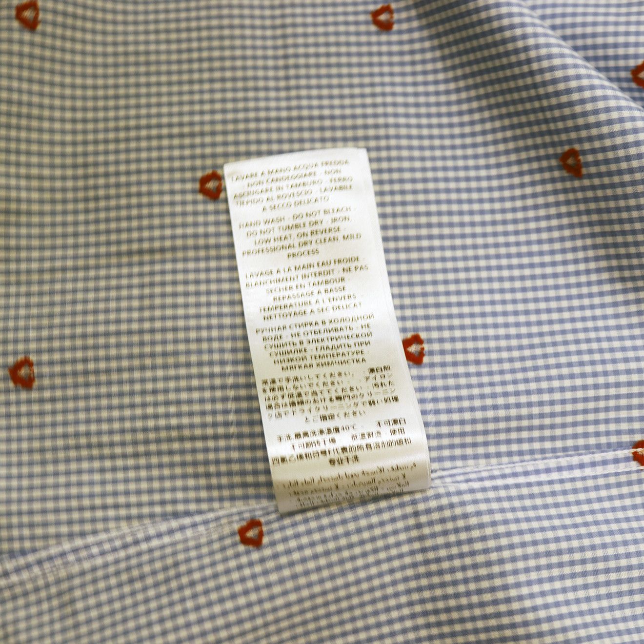 Gucci Gucci Blue Gingham Cotton Shirt with Red Heart Embroidery Size US M / EU 48-50 / 2 - 8 Thumbnail