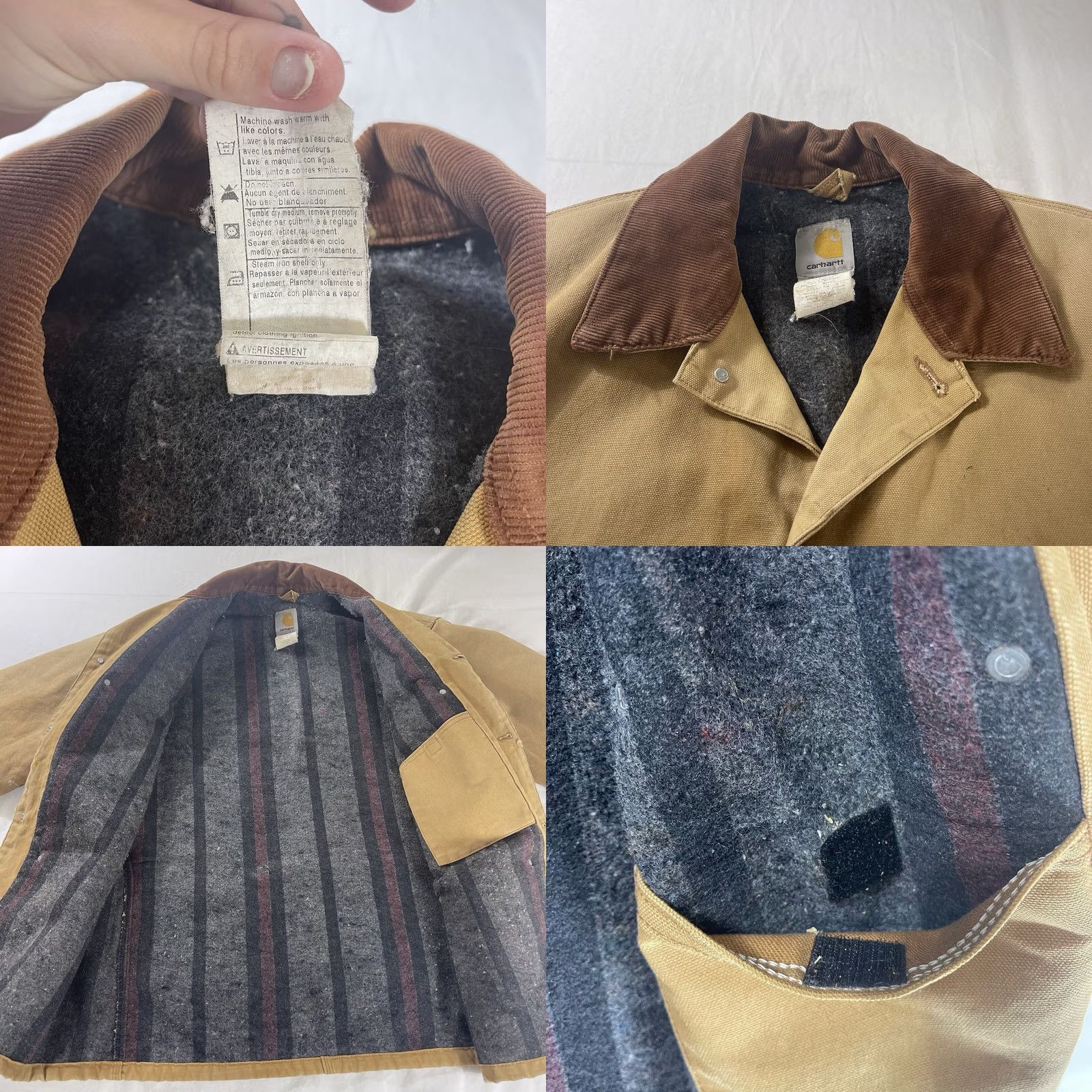 Carhartt Carhartt Mens L Reg Chore Jacket Distressed Duck Canvas Blanket Lined C001 BRN Size US L / EU 52-54 / 3 - 9 Thumbnail