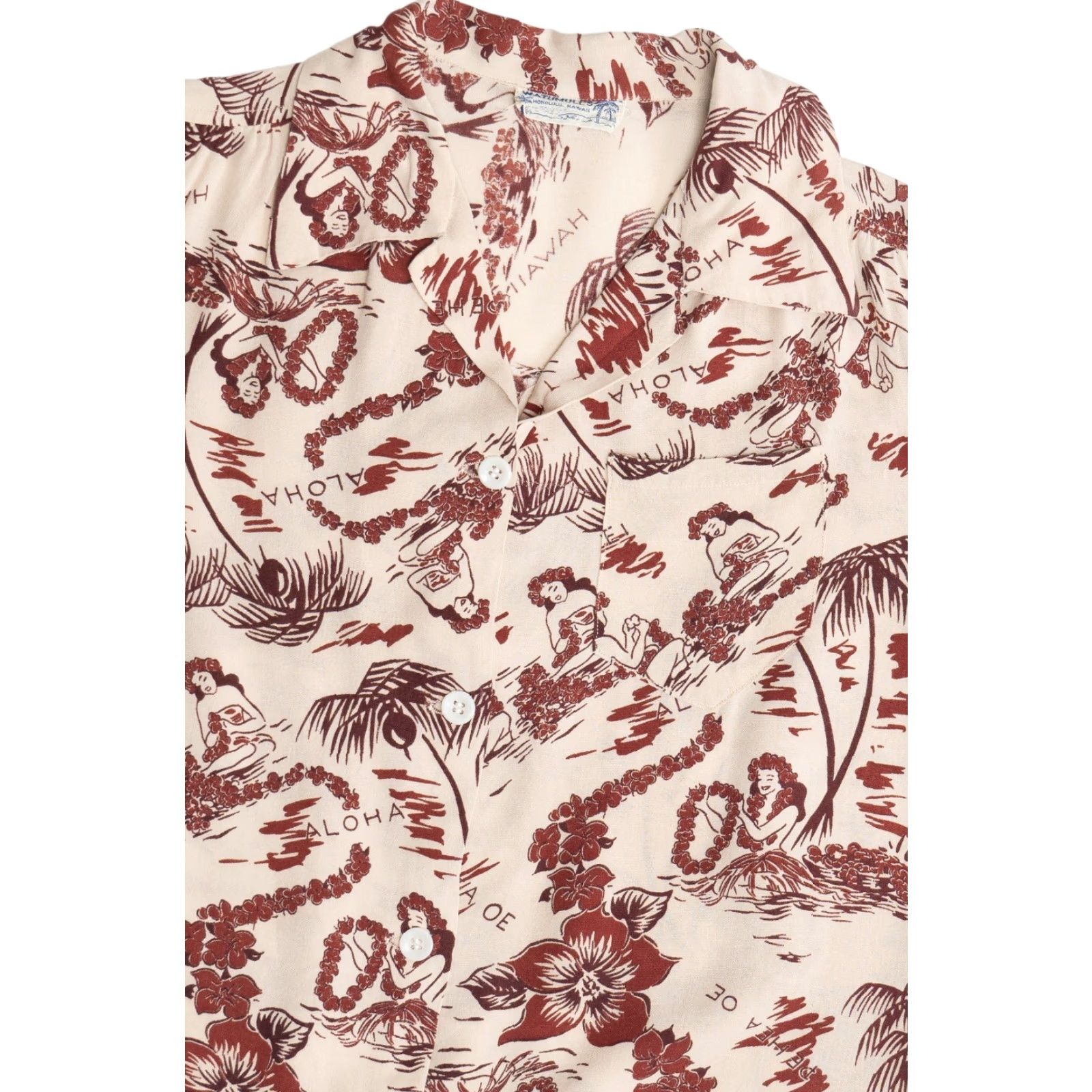 Vintage VINTAGE Watumull's Hawaiian Aloha Shirt Shirt S Beige 1950s Hawaii Watumull's Mens Womens Boys Girls Size US S / EU 44-46 / 1 - 2 Thumbnail