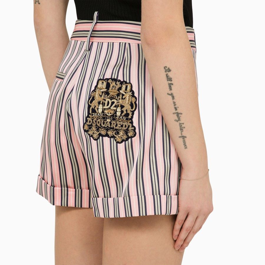 Dsquared2 o1d2blof0824 Striped Cotton Shorts in Multicolor Size 25" / US 0 / IT 36 - 5 Thumbnail