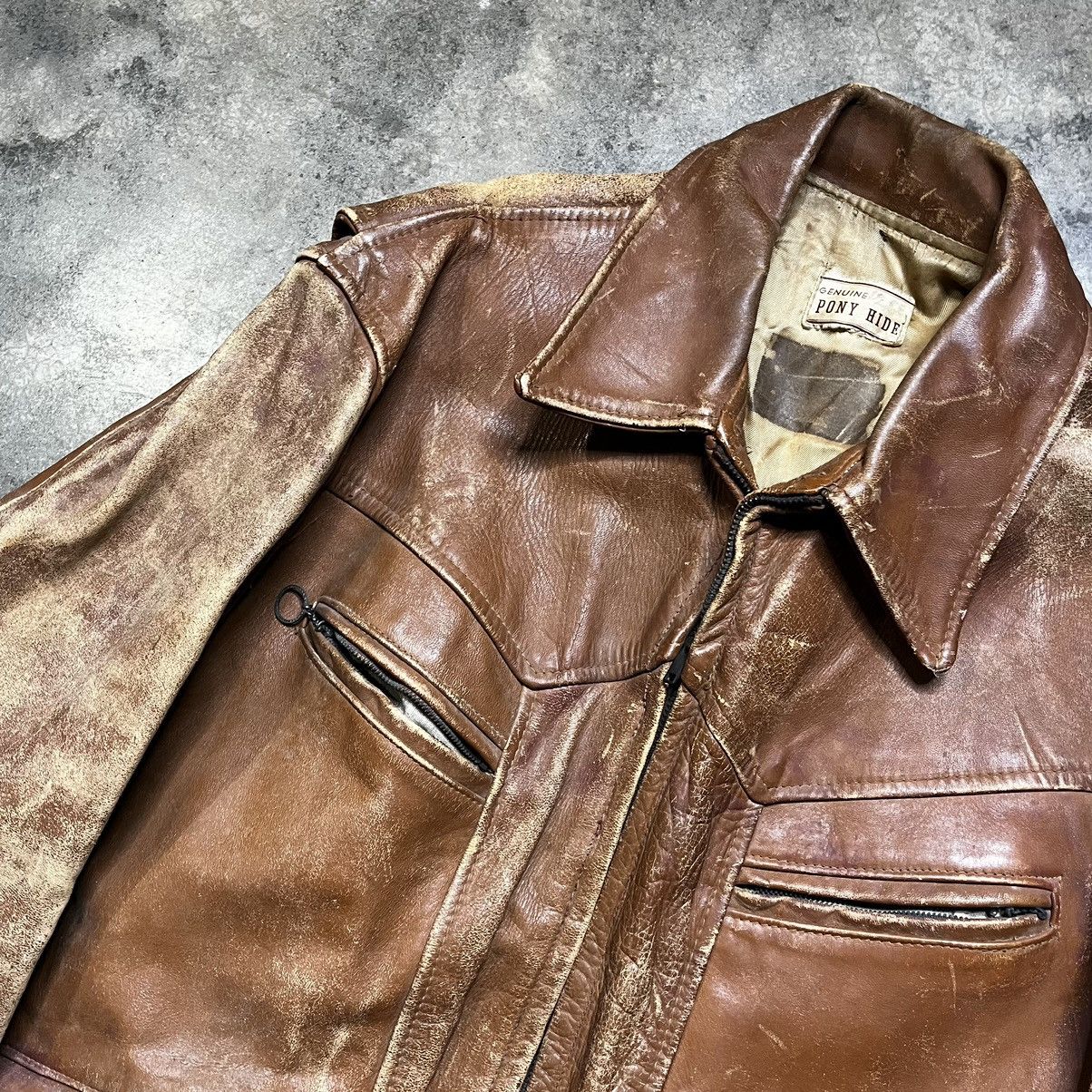 Vintage vintage 50s 60s real pony hide leather jacket Size US L / EU 52-54 / 3 - 4 Thumbnail
