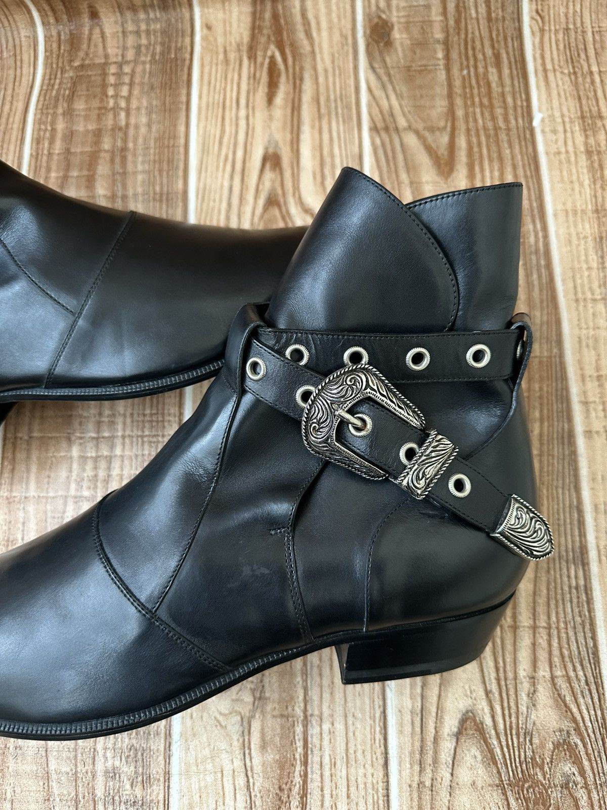 Saint Laurent Paris Hedi Slimane Western Buckle Duckies Boots Size US 10 / EU 43 - 11 Thumbnail