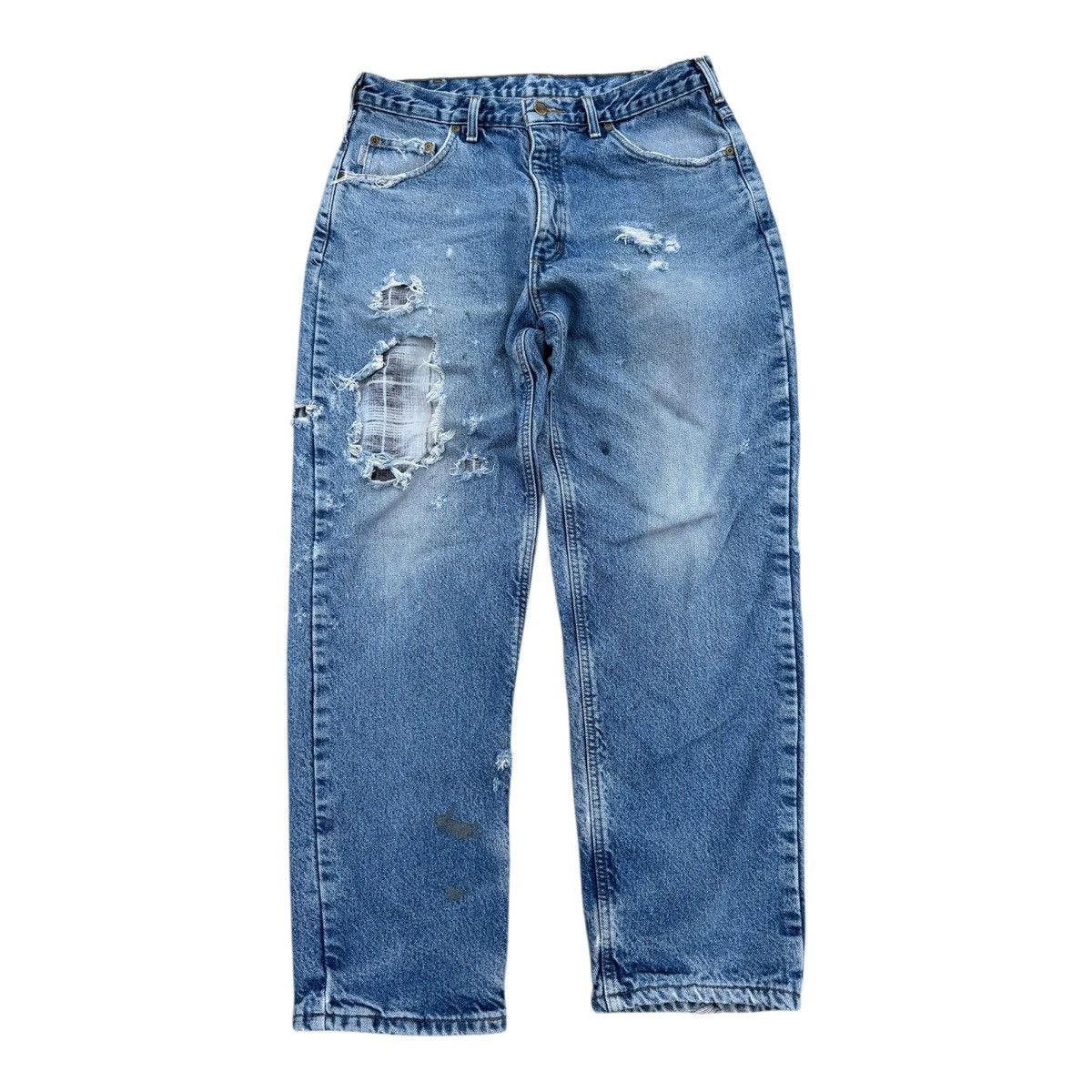 Carhartt Carhartt B21 DST Distressed Flannel-Lined Denim Jeans 34x30 Size US 34 / EU 50 - 1 Thumbnail