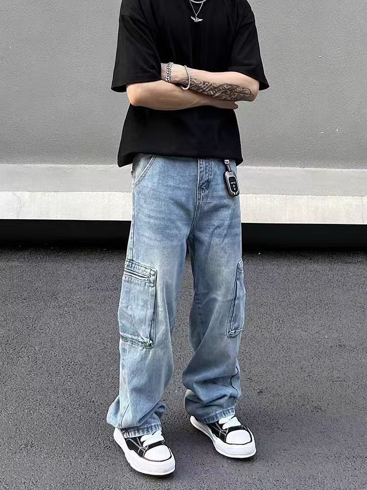 Japanese Brand × Jean Vintage Light Blue Workwear Straight Leg Loose Jeans Size US 34 / EU 50 - 3 Thumbnail