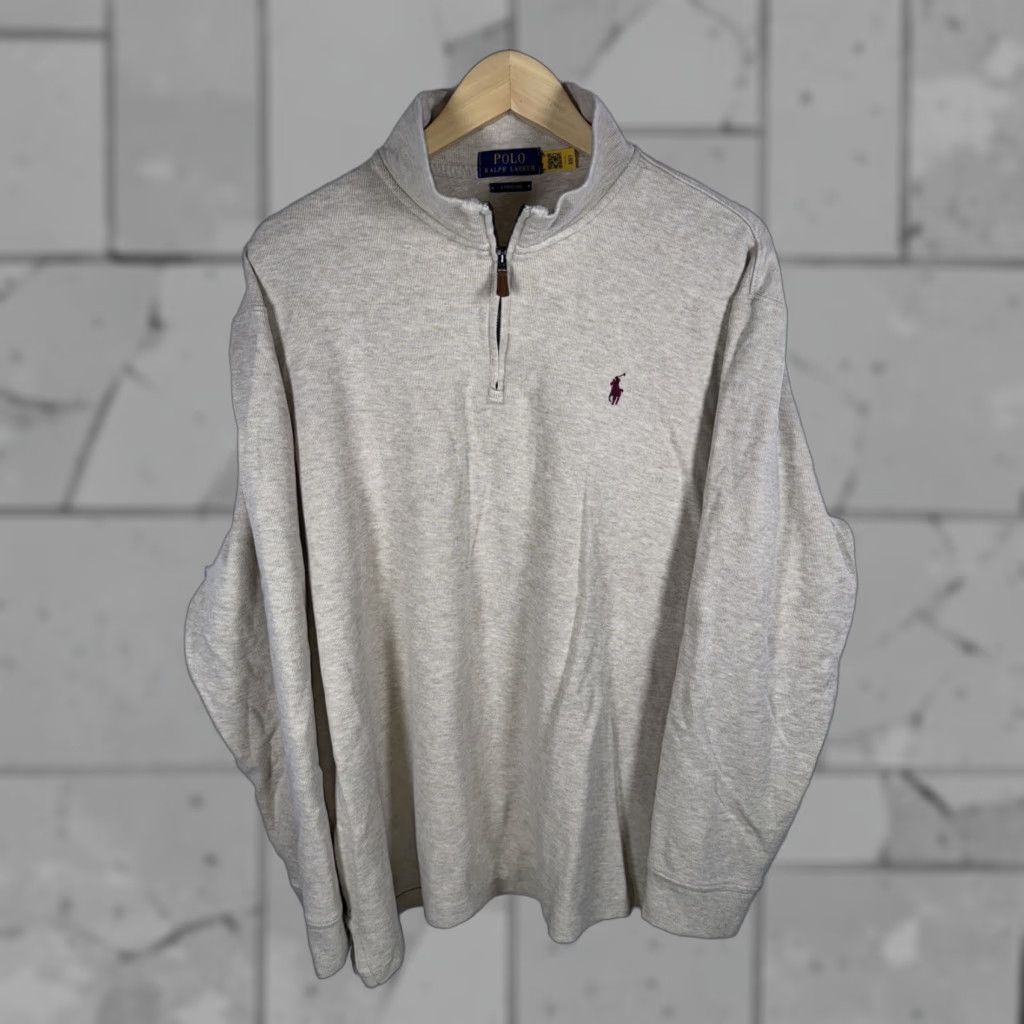 Polo Ralph Lauren Polo Ralph Lauren Sweater Beige Estate Rib Mock Neck Quarter Zip Mens XL Pullover Embroidered Logo Zipper Classic Preppy Country Club Minimalist Size US XL / EU 56 / 4 - 1 Thumbnail