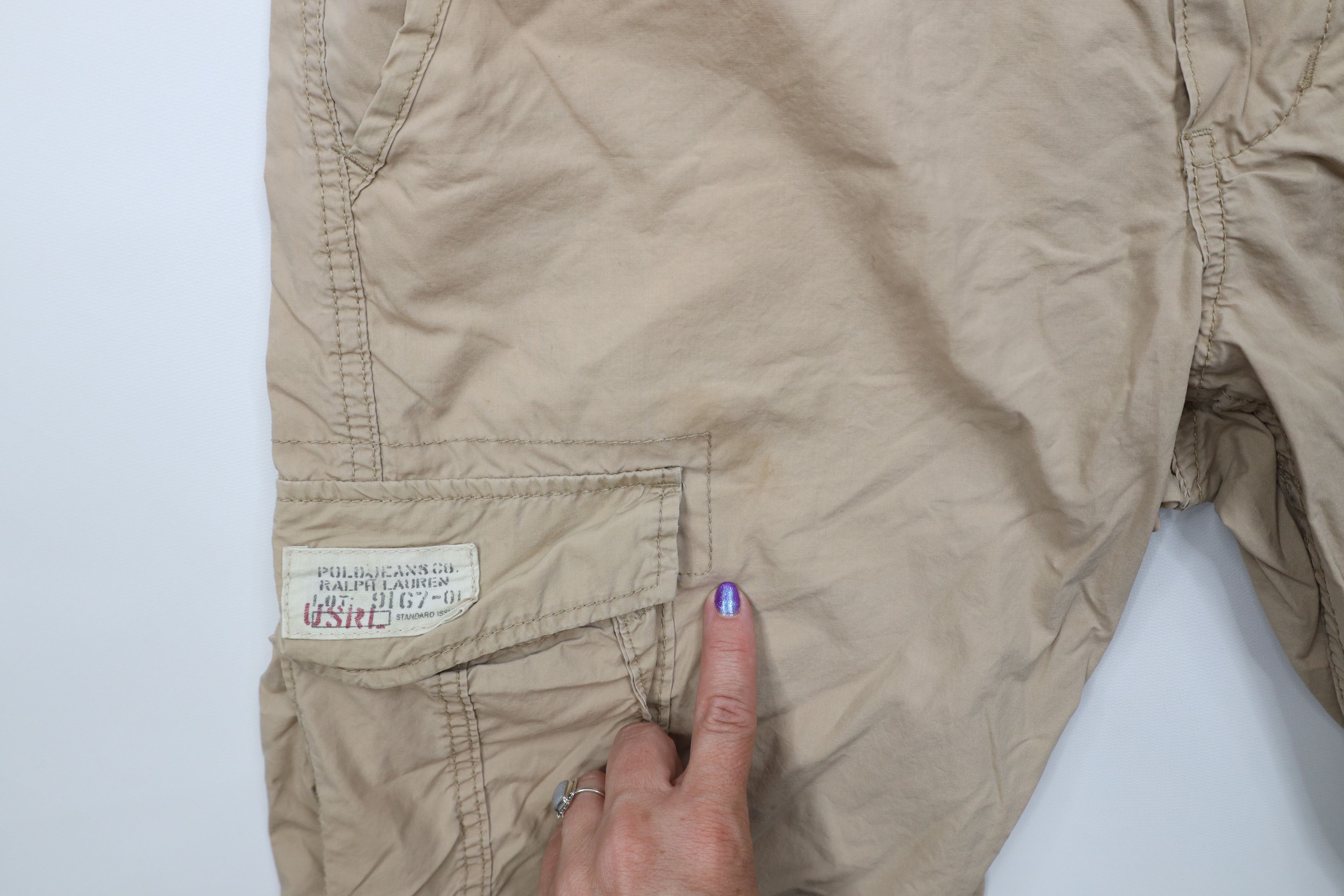 Ralph Lauren Vintage 90s Ralph Lauren Spell Out Cargo Shorts Beige Cotton Size US 32 / EU 48 - 5 Thumbnail