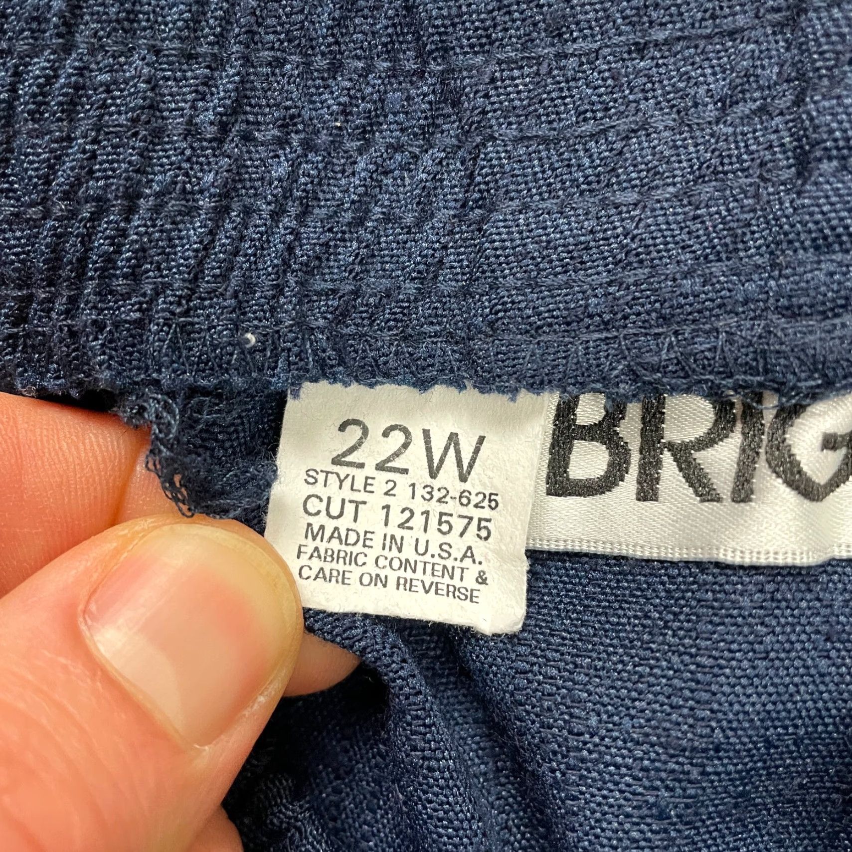 Vintage Briggs Dress Pants Women 22W Navy Blue Tapered Leg High Rise Elastic Waist 34x29 Size 40" / US 18 - 7 Thumbnail