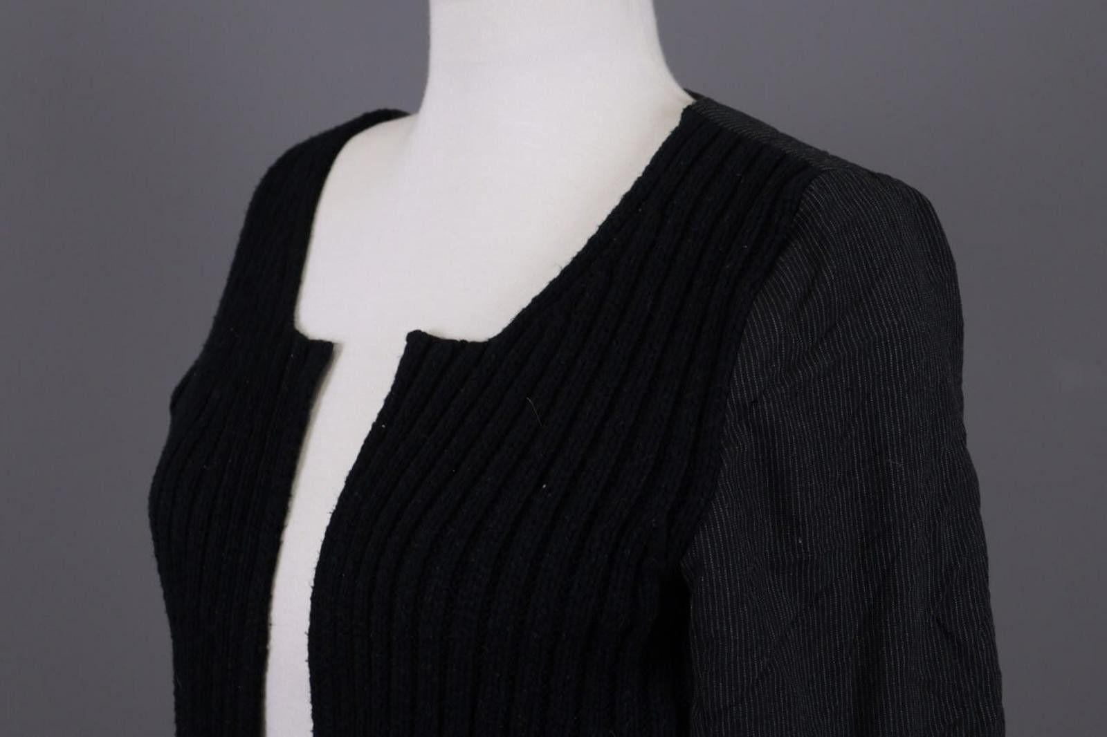 Designer Cop.Copine Black Ribbed Open Lightweight Cardigan Size L Size L / US 10 / IT 46 - 7 Thumbnail