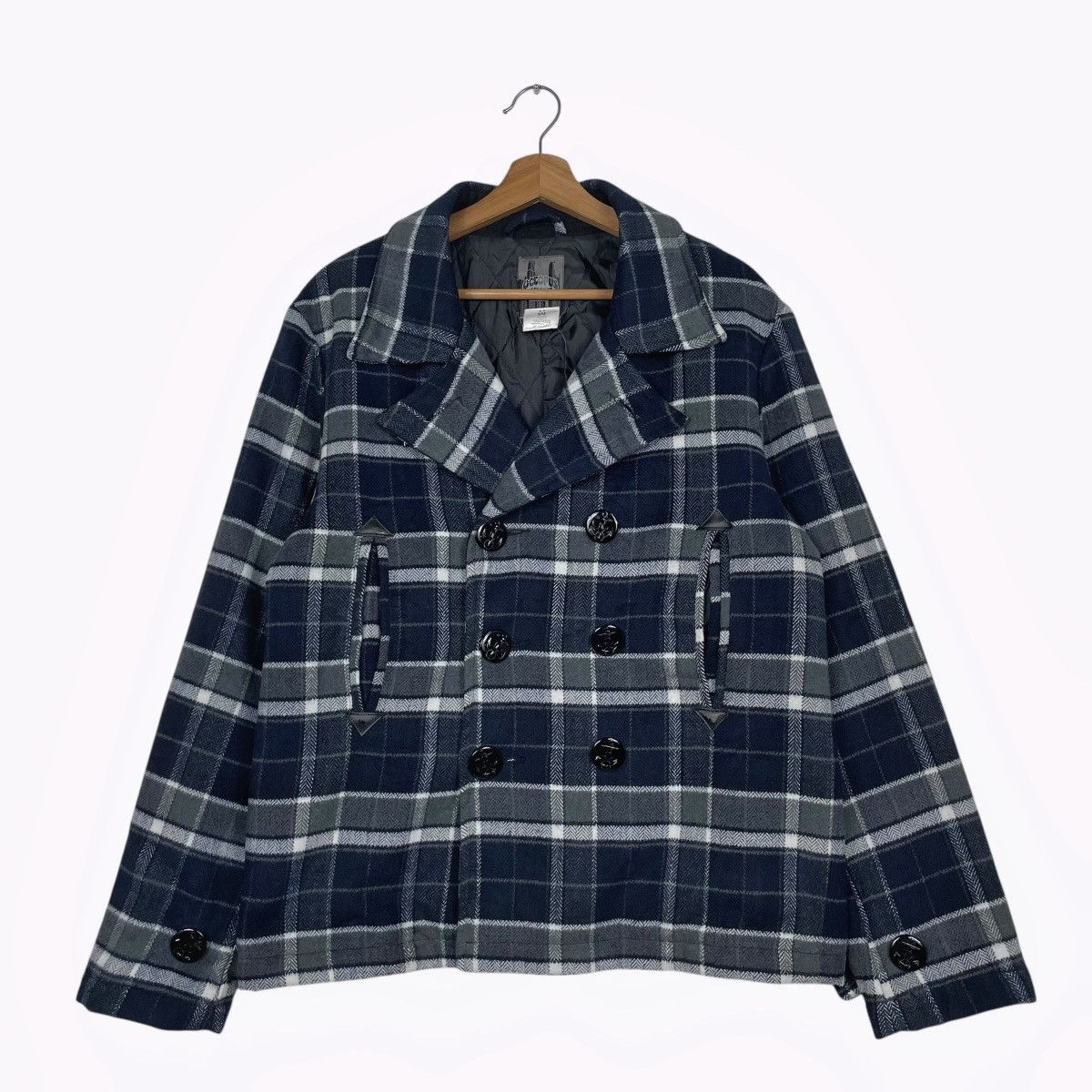Japanese Brand Octopus Army Tartan Double Breasted Jacket Size US M / EU 48-50 / 2 - 1 Thumbnail