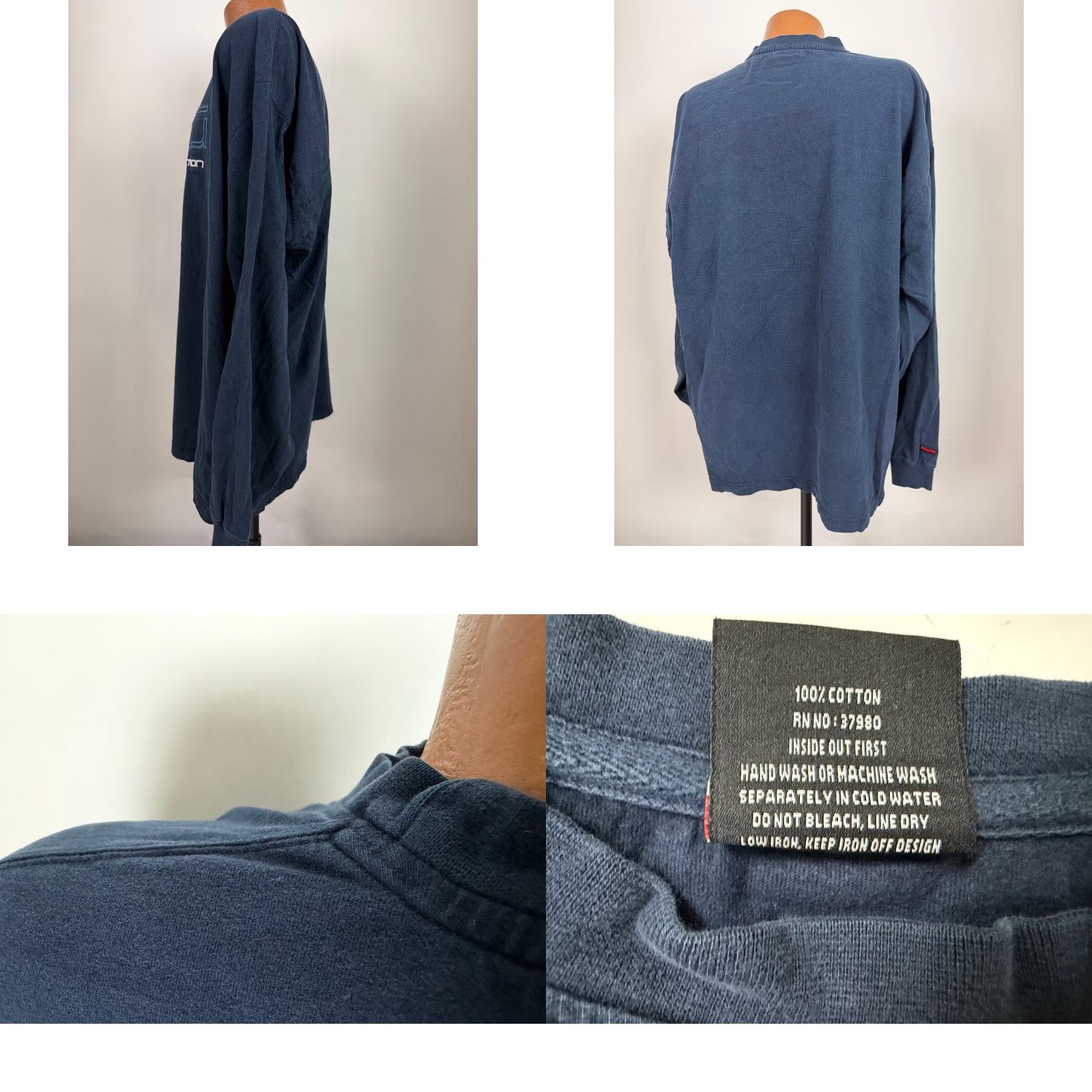 Fubu FUBU Shirt Men 3XL Vintage Navy Embroidered Long Sleeve Cotton Y2K 90s Hip Hop XL? Size US XXL / EU 58 / 5 - 8 Thumbnail