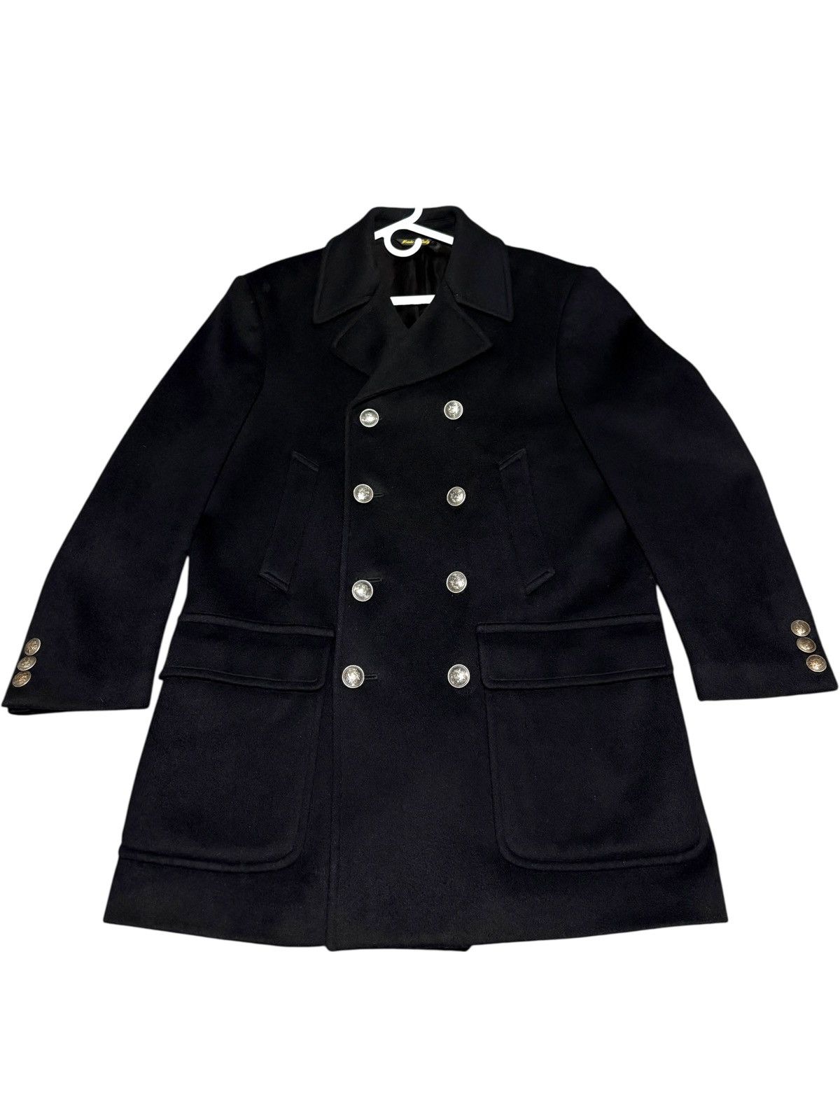 Loro Piana 1980s Mario Valente Cashmere Wool Overcoat Double Breasted Size US L / EU 52-54 / 3 - 1 Thumbnail