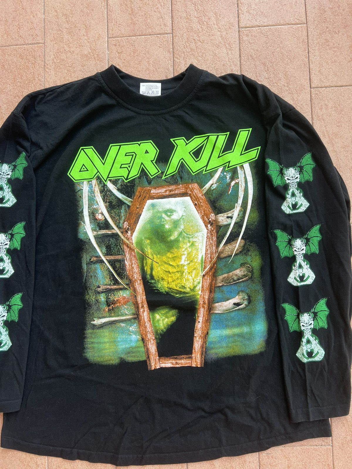 Band Tees × Vintage Vintage 90s Overkill Shirt Long Sleeve Thrash Metal Band Size US XL / EU 56 / 4 - 4 Thumbnail