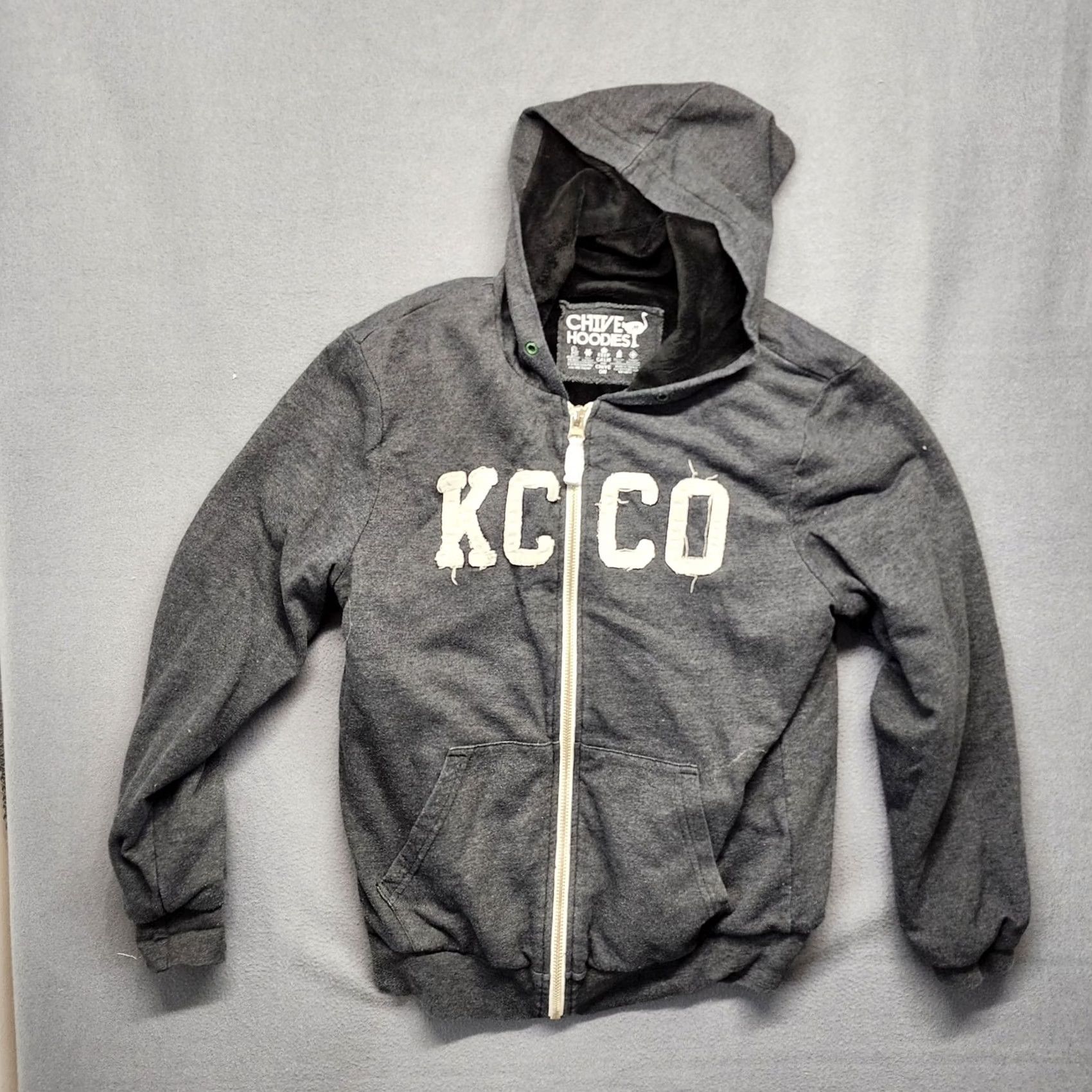 Vintage Chive Hoodies Hoodie Mens Medium Grey Full Zip KCCO Fleece Interior Size US M / EU 48-50 / 2 - 2 Thumbnail