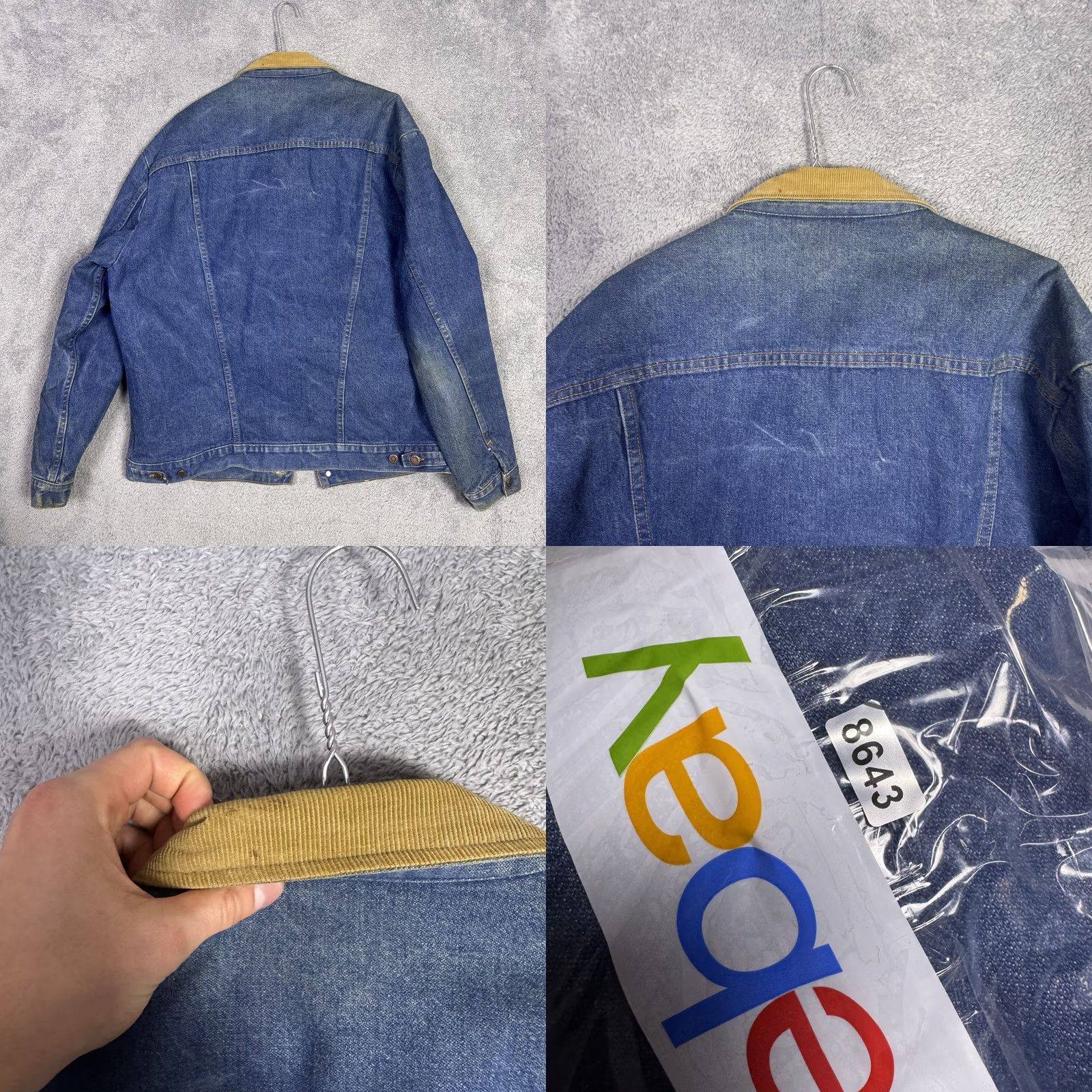 Wrangler VINTAGE Wrangler Denim Jacket Mens 46L Trucker Corduroy Blanket Lined USA Made Denim Jacket Mens 46L Blue Cowboy Western Jacket Mens Size US S / EU 44-46 / 1 - 9 Thumbnail