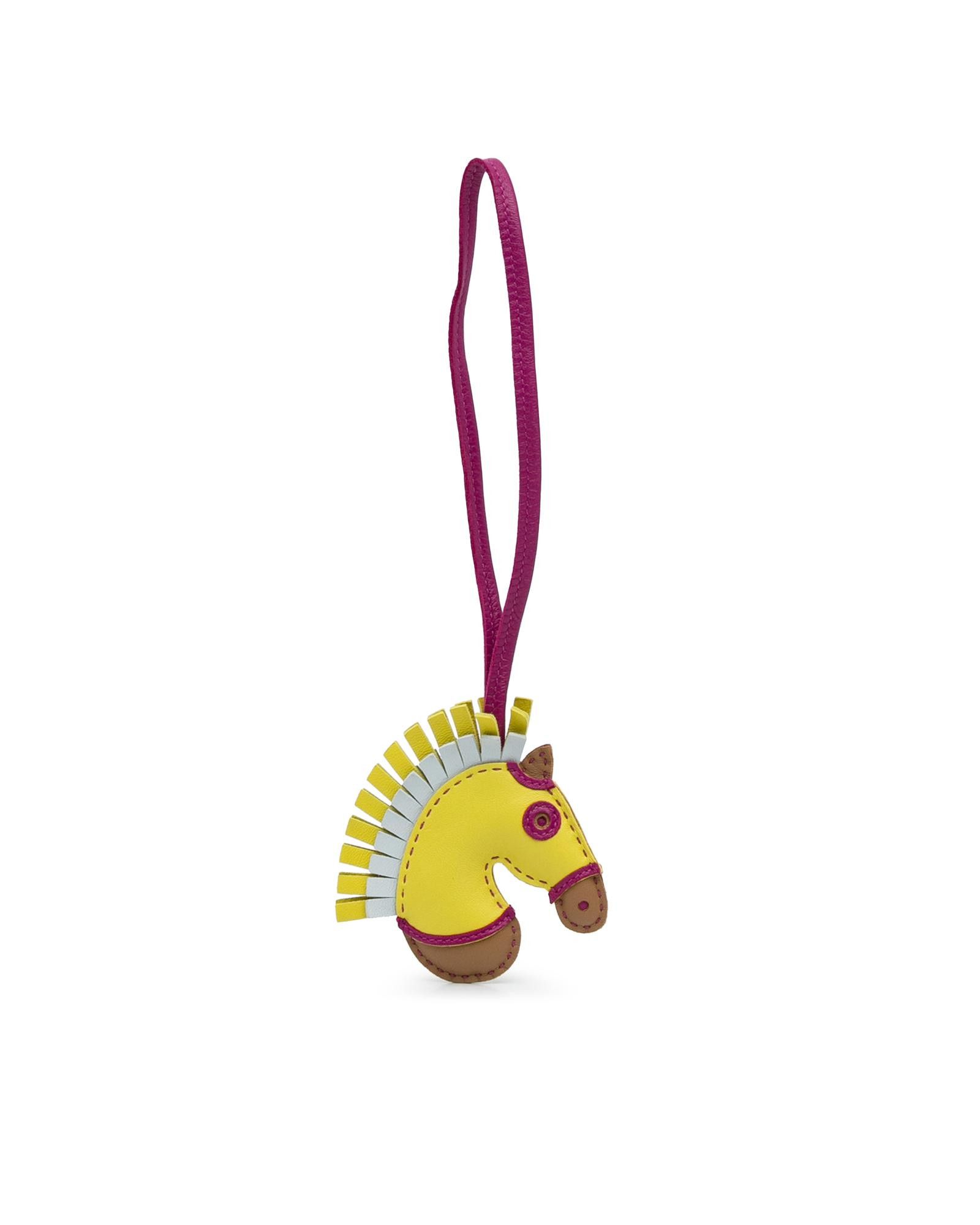 image of Hermes Horse Leather Bag Charm With Flat Strap in Yellow, Women's