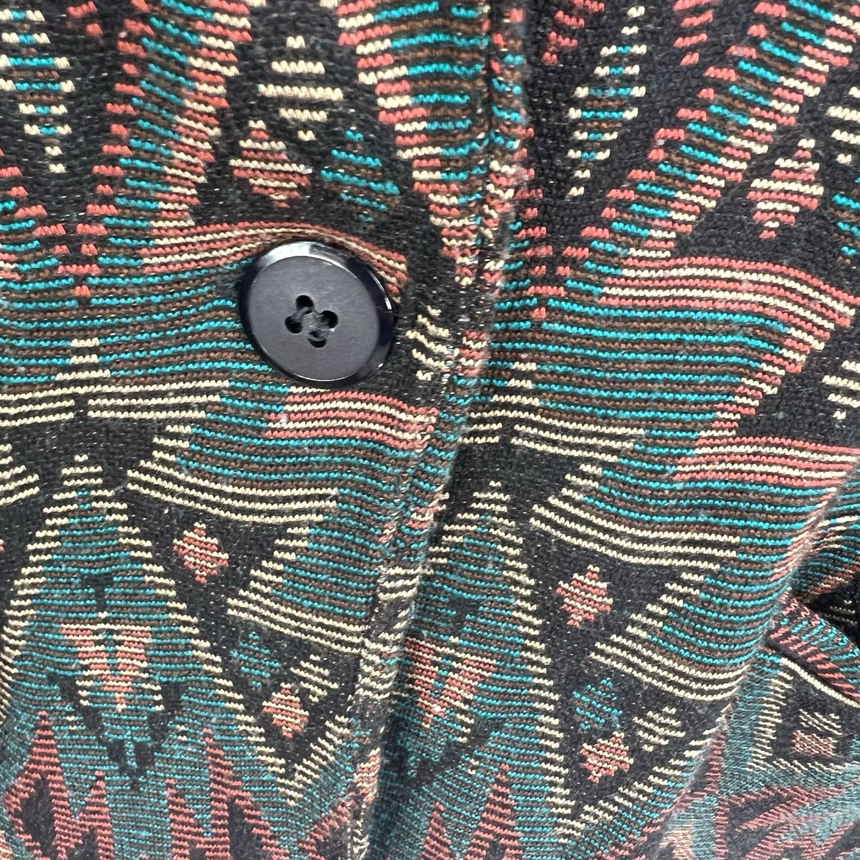Lucky Brand VINTAGE Lucky Brand Cardigan Sweater Geometric Western Open Knit L Women Brown Included: Button Accents, Western Pattern, Geometric Knit Size L / US 10 / IT 46 - 5 Thumbnail