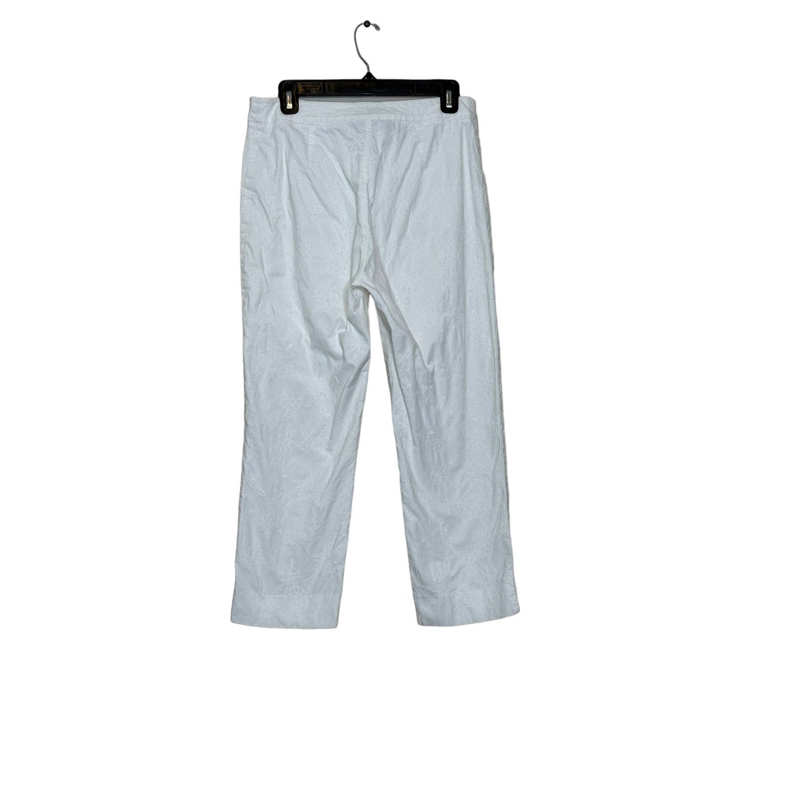 Jones New York Jones New York white floral textured cropped pants size 6 Size 28" / US 6 / IT 42 - 4 Thumbnail
