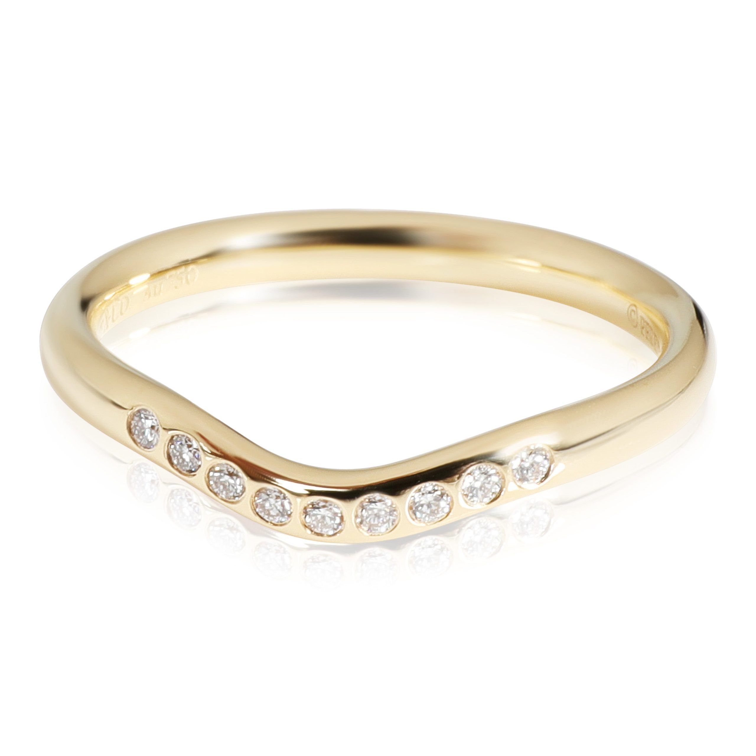 image of Tiffany Co Tiffany & Co. Elsa Peretti Curved Diamond Wedding Band In 18K Gold 0.06 Ctw in Yellow, W