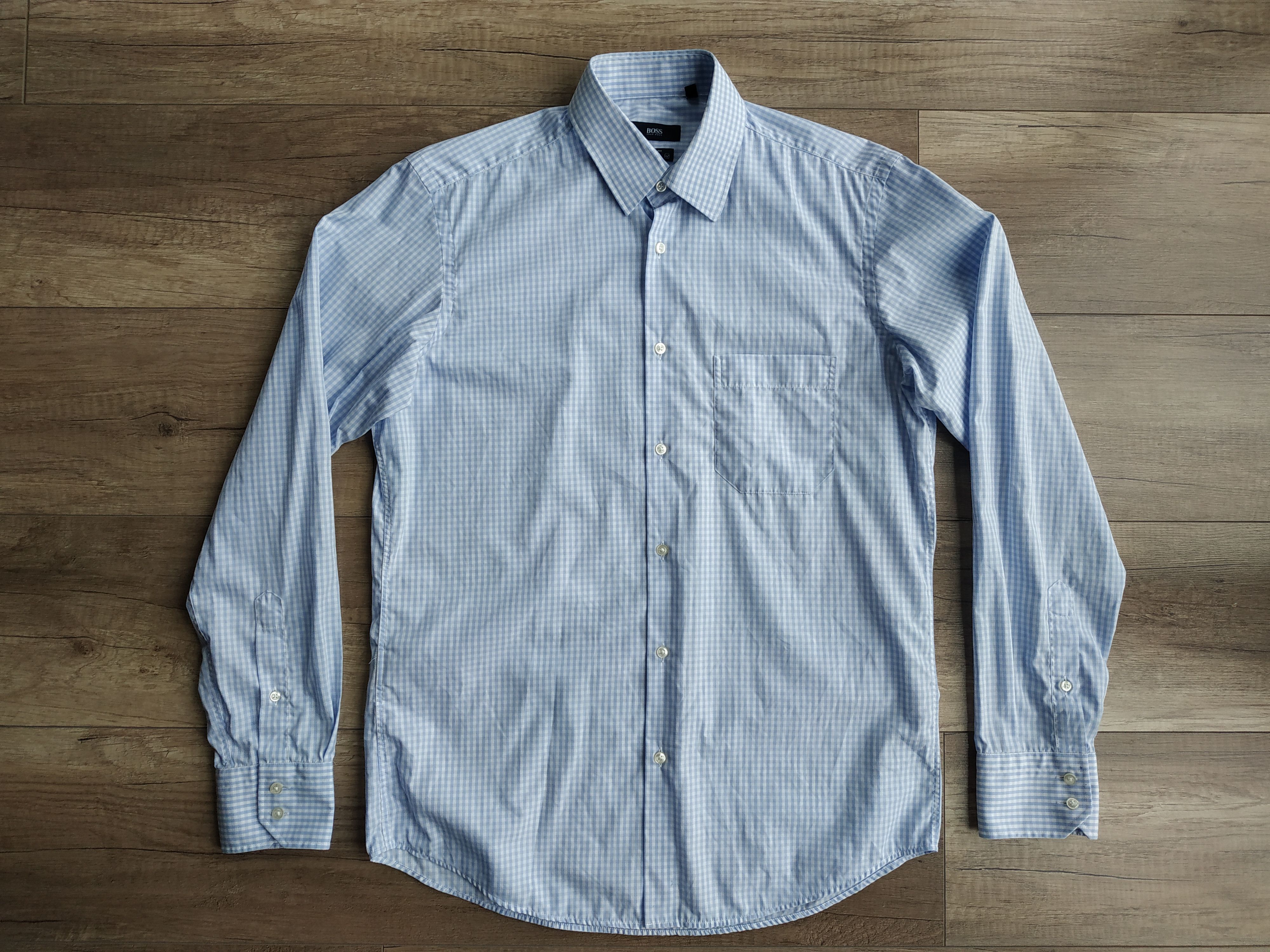 Hugo Boss HUBO BOSS Men's Checkered Button Up Shirt, s. M/ 39(collar) Size US M / EU 48-50 / 2 - 2 Thumbnail