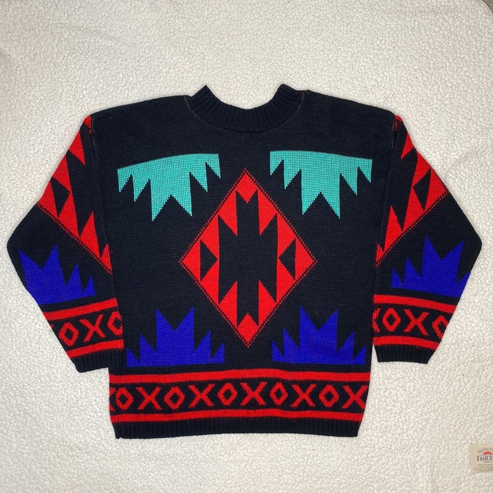 Vintage Vintage Spring Season Geometric Sweater red black Aztec Size US S / EU 44-46 / 1 - 2 Thumbnail