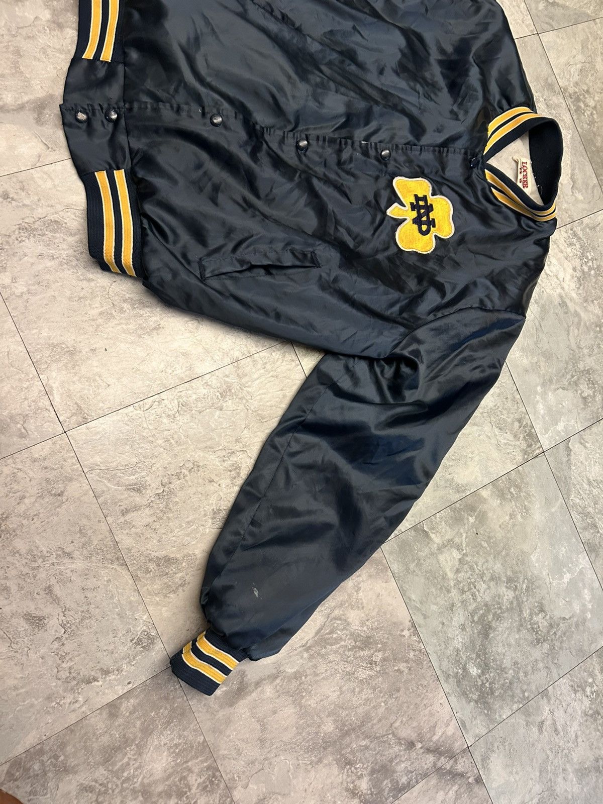 Other Vintage Notre Dame Locker Spell Out Satin Bomber Jacket - XL Size US XL / EU 56 / 4 - 16 Thumbnail