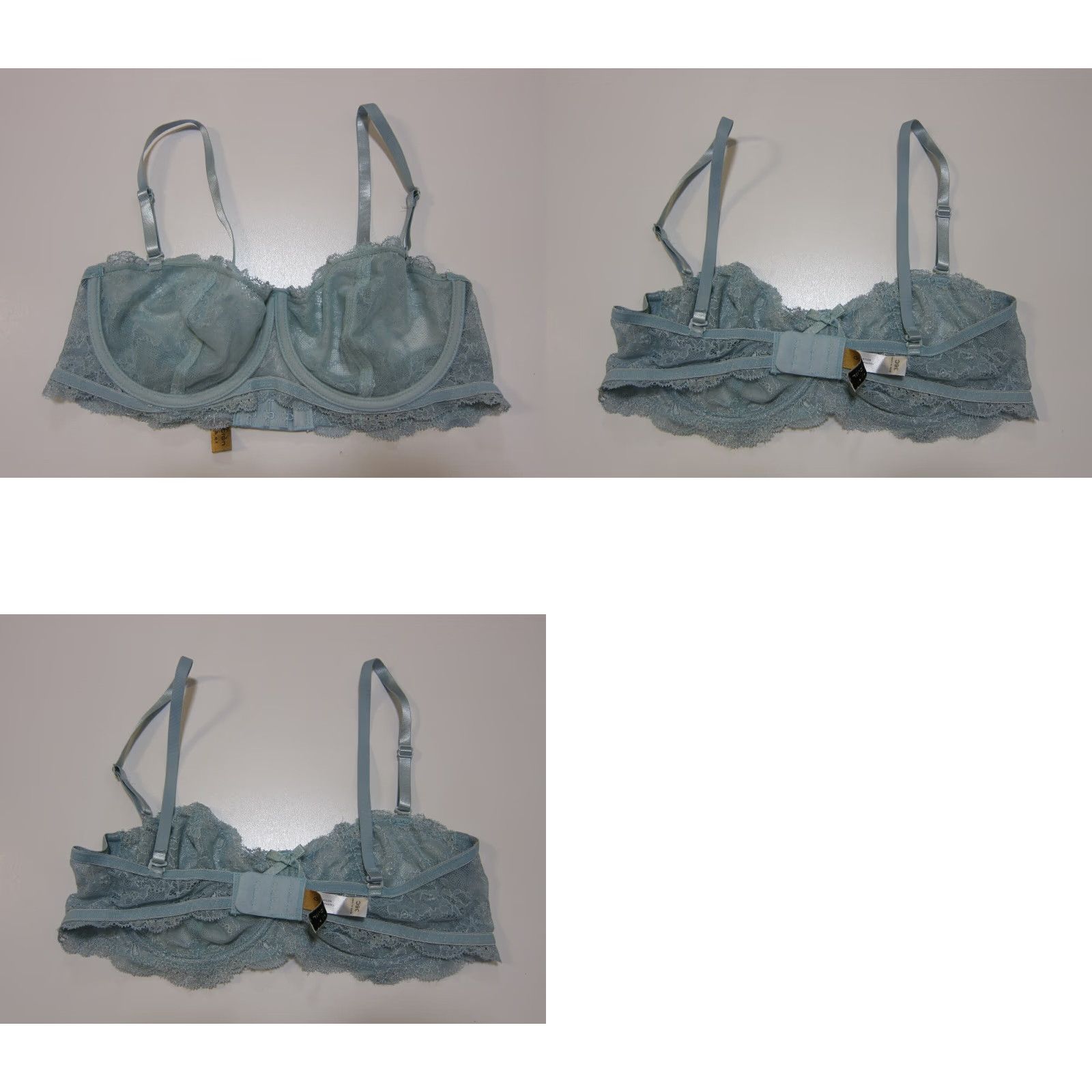 Vintage Donna Loren Gold Label Blue Lace Embroidered Underwire Bra Women 36C Size 36C Adjustable Strap Balconette Size ONE SIZE - 8 Thumbnail