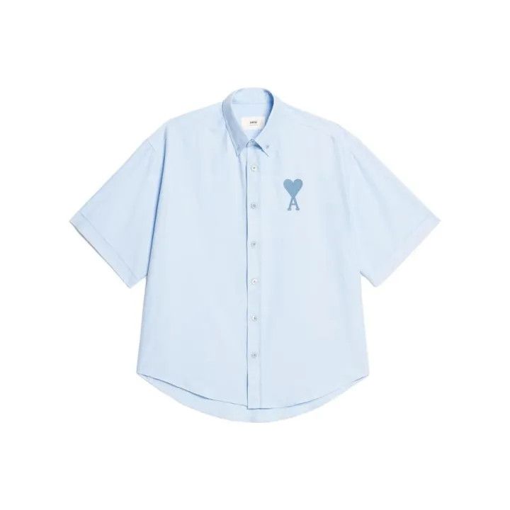 AMI AMIPARIS Sky Blue Short Sleeve Shirt 0079 Size US XL / EU 56 / 4 - 1 Thumbnail
