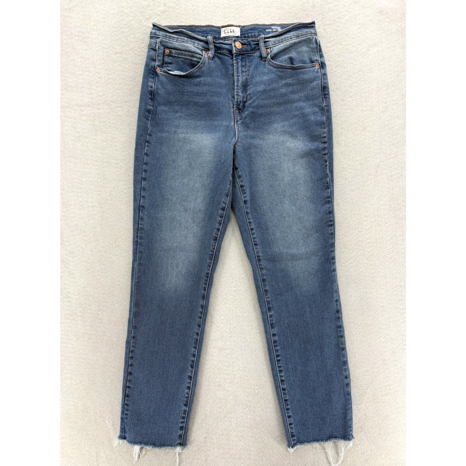 Nicole Miller Nicole Miller Nomad High Rise Slim Jeans Womens 6 Blue Raw Hem Crop Stretch Pant Size 28" / US 6 / IT 42 - 2 Thumbnail