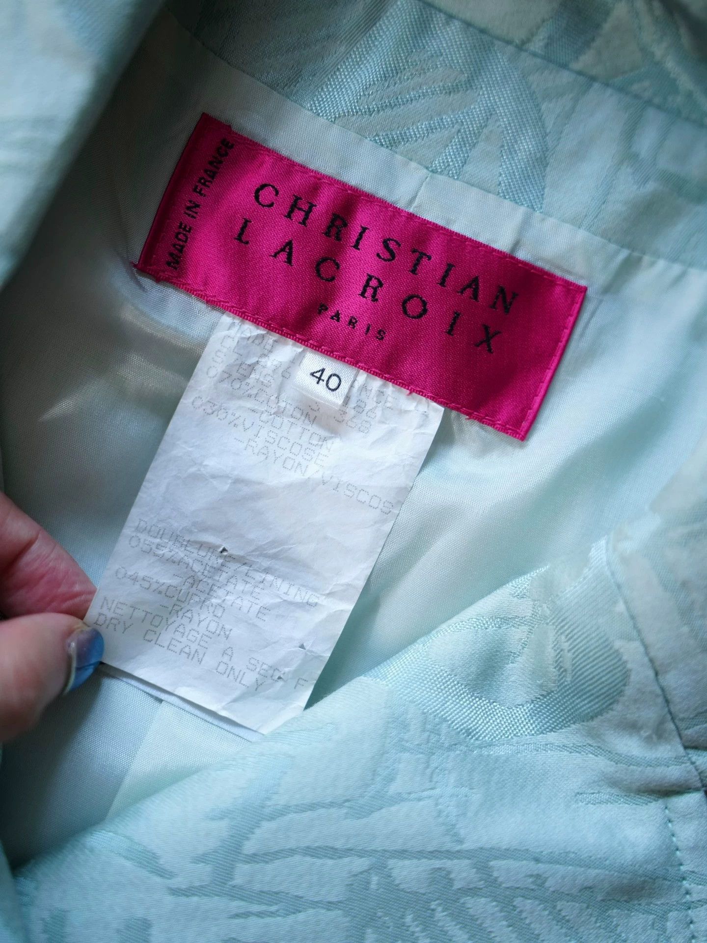 Christian Lacroix Christian Lacroix Vintage Light Blue Brocade Blazer Women's Size S / US 4 / IT 40 - 5 Thumbnail